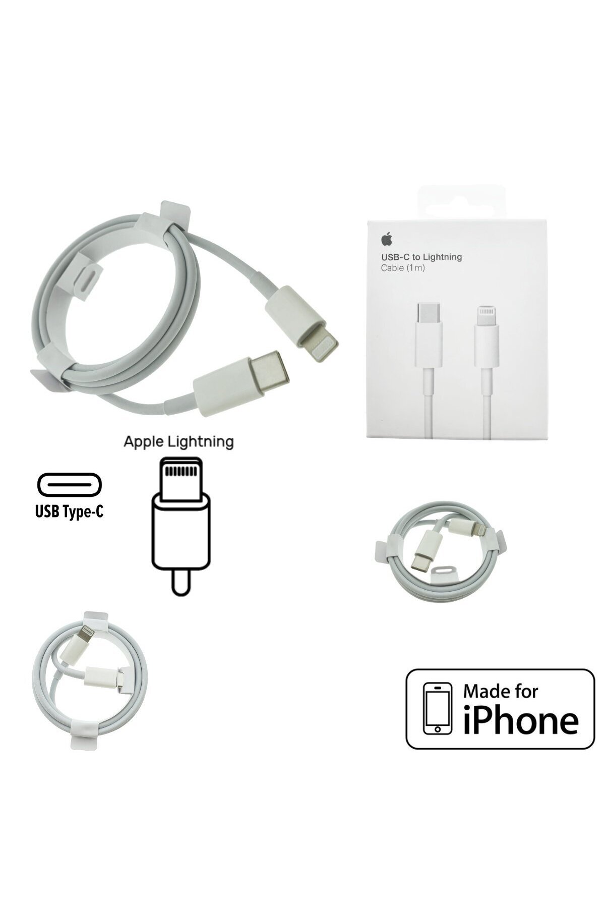 OEM-Lightning to USB-C cable, for Apple, A1703, 1m, white, in blister 4