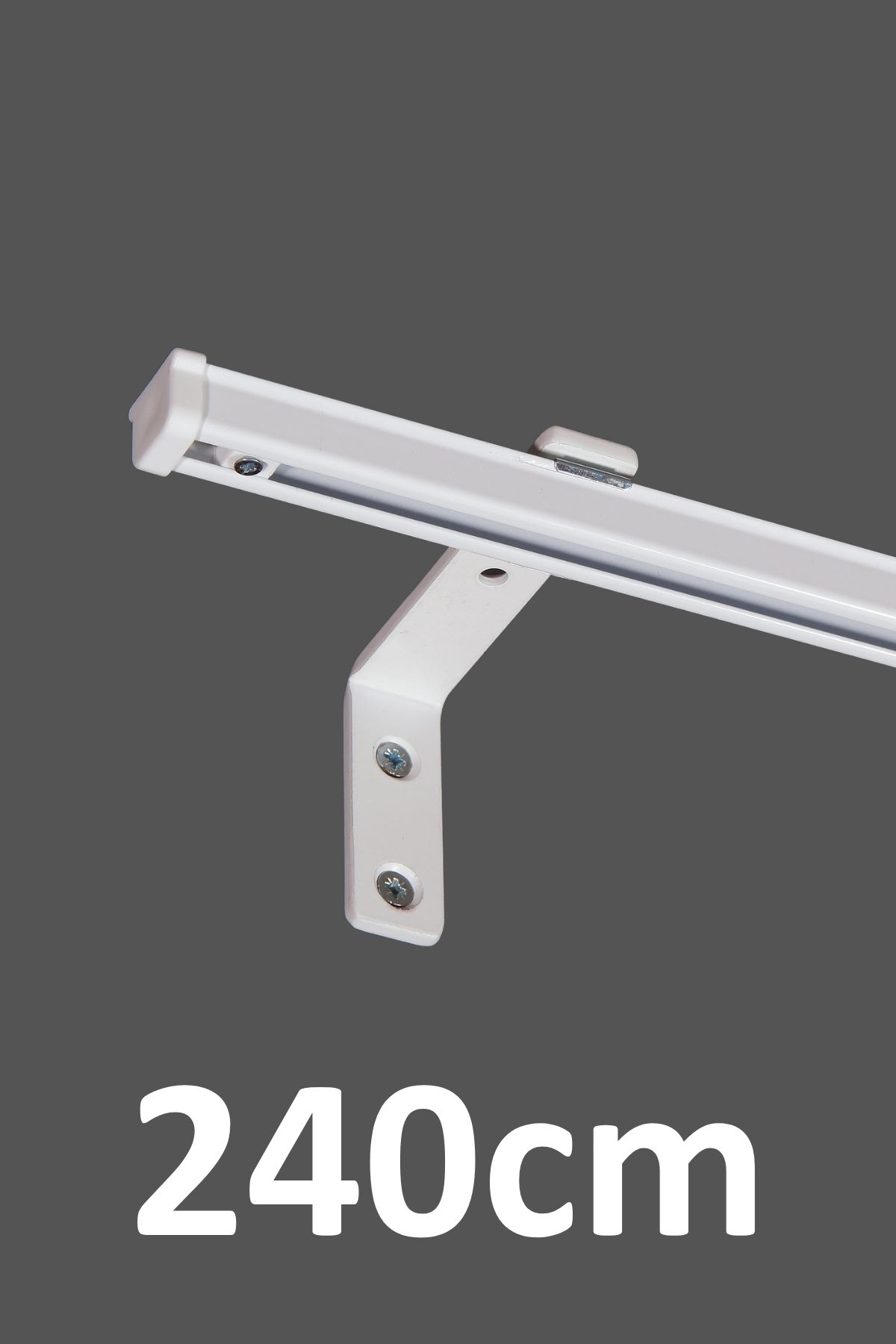 İzen Beyaz 240cm Tekli Metal Rustik (90mm) Metal L Duvar Montaj Ayaklı (19mm) Alüminyum Perde Ray Takımı