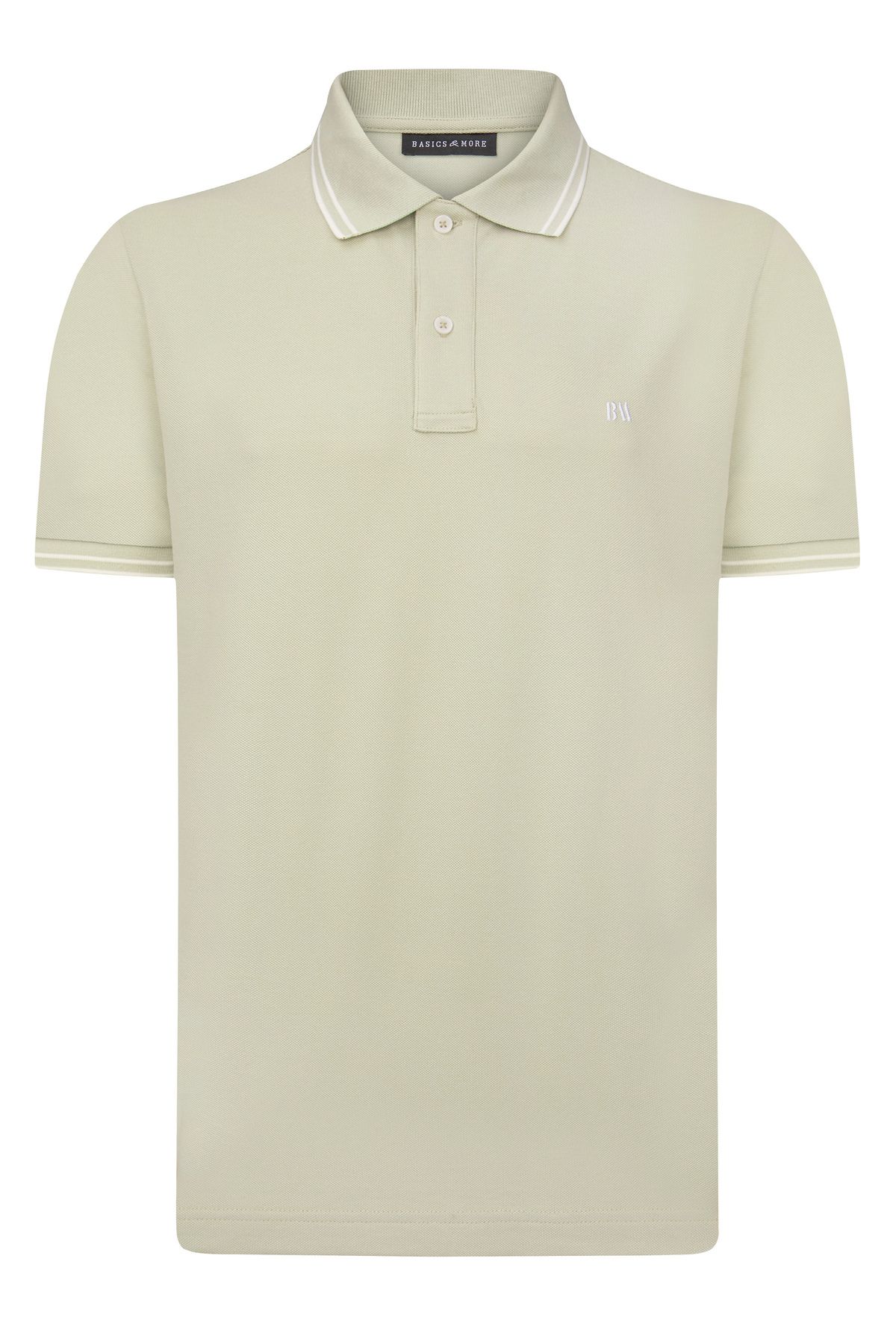 Basics&More Erkek Çağla Yeşili Polo Yaka, Serin Tutan, Hızlı Kuruyan, Pamuklu,Kıvrılmaz Yaka