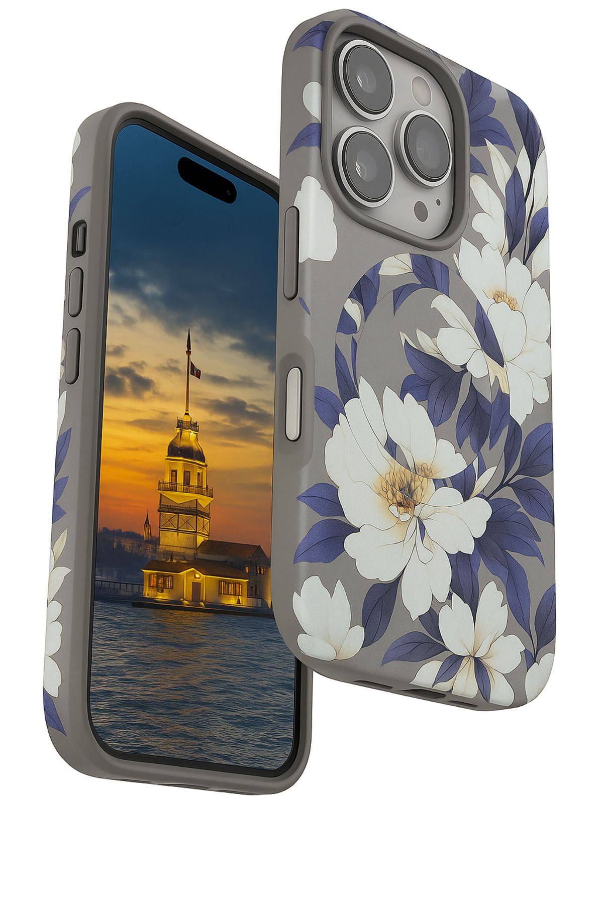 Peeq iPhone 16 Pro Max Peeq 3D Çiçek Desenli Manyetik MagSafe Kılıf