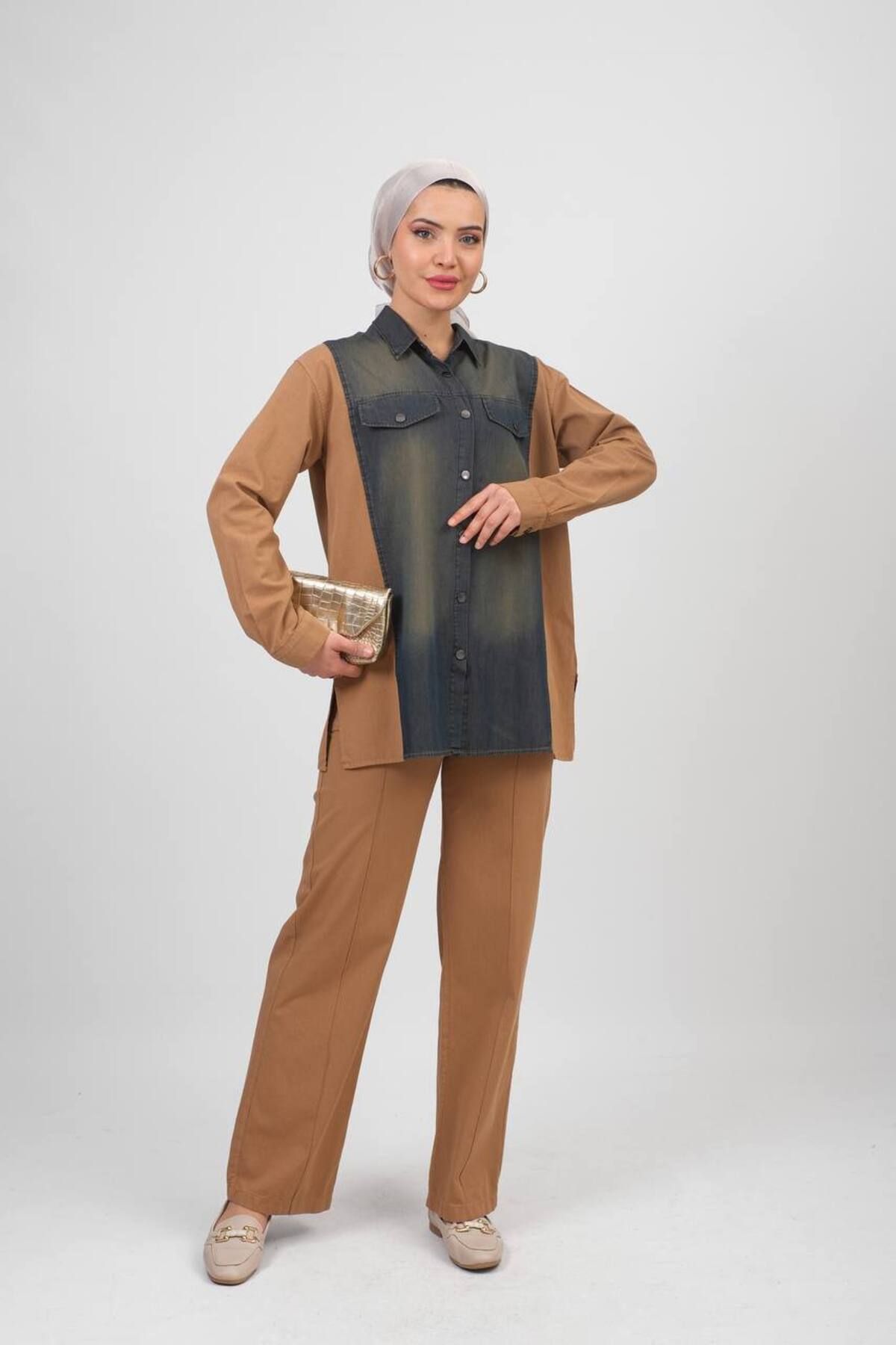 SETA FASHION Denim detaylı ikili takım Mevsimlik kumaş