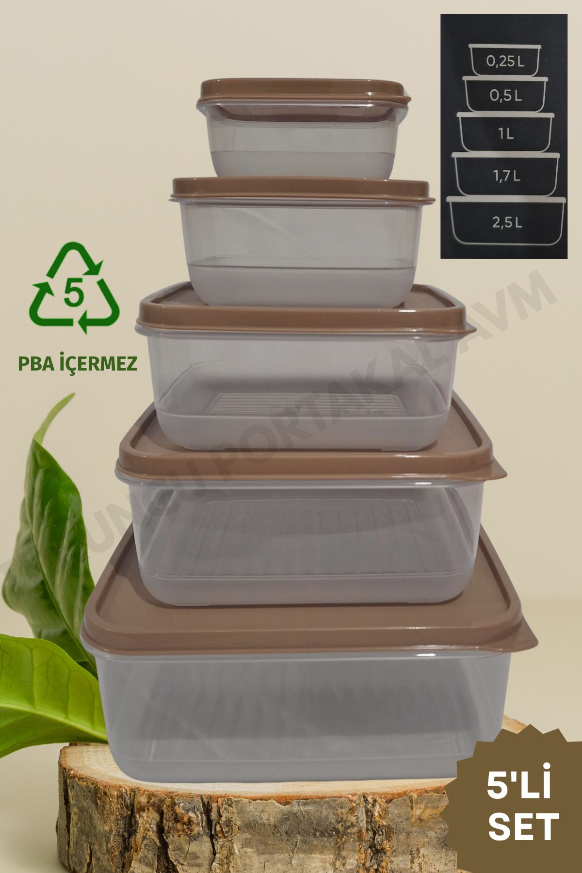 Turuncu Portakal Kapaklı Saklama Kabı ( 5' Li Set ) Mutfak Düzenleyici Kare Organizer