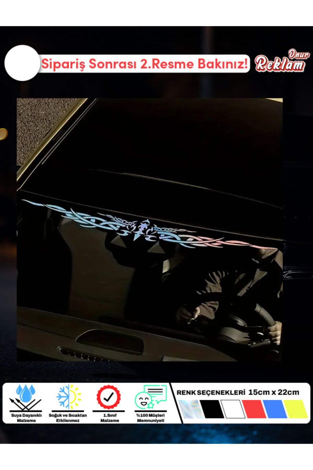 Onur Reklam Tribal Kartal Desenli Araba Ön Cam Sticker – 15x50 cm