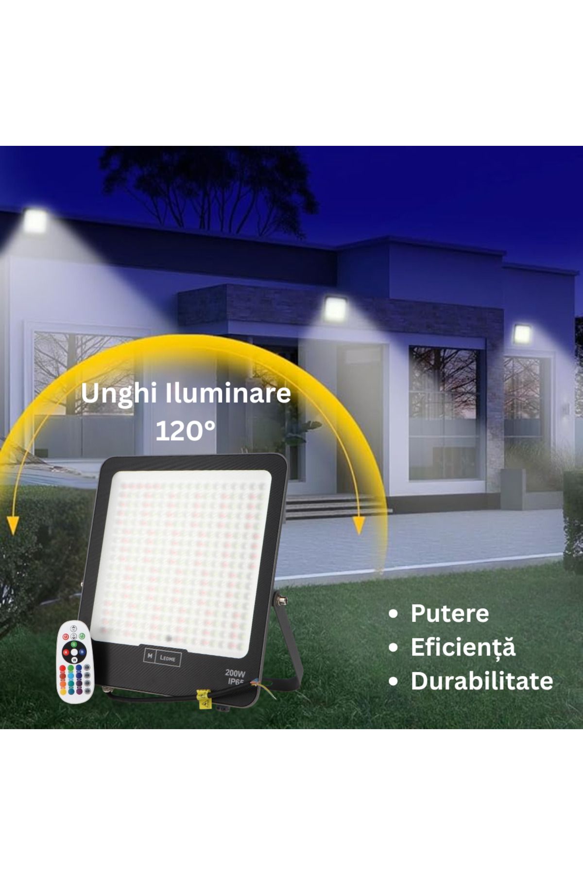 LDM-Napoli Plus RGB Floodlight, OSRAM LED 200W IP65, Remote Control Included 3