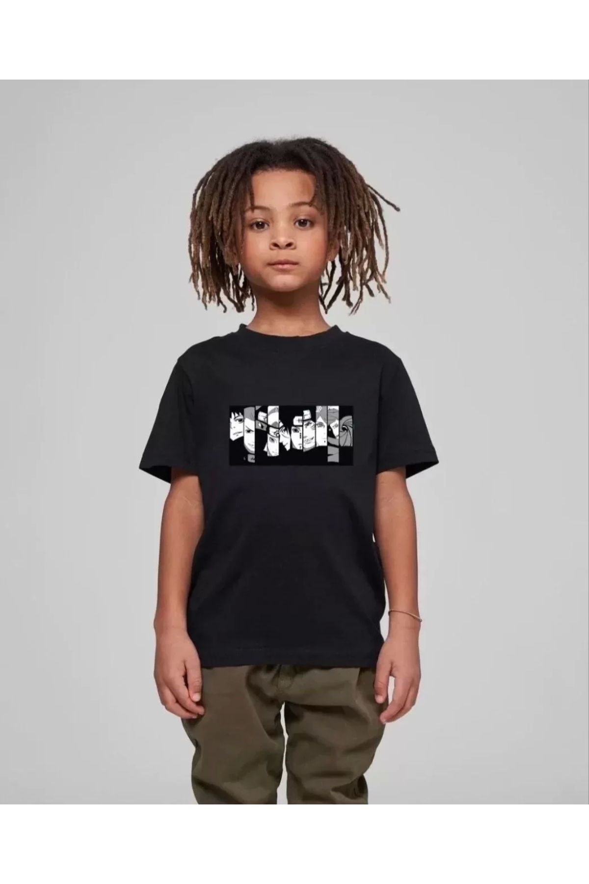 AE Stil Çocuk Unisex Baskılı T-Shirt - Siyah