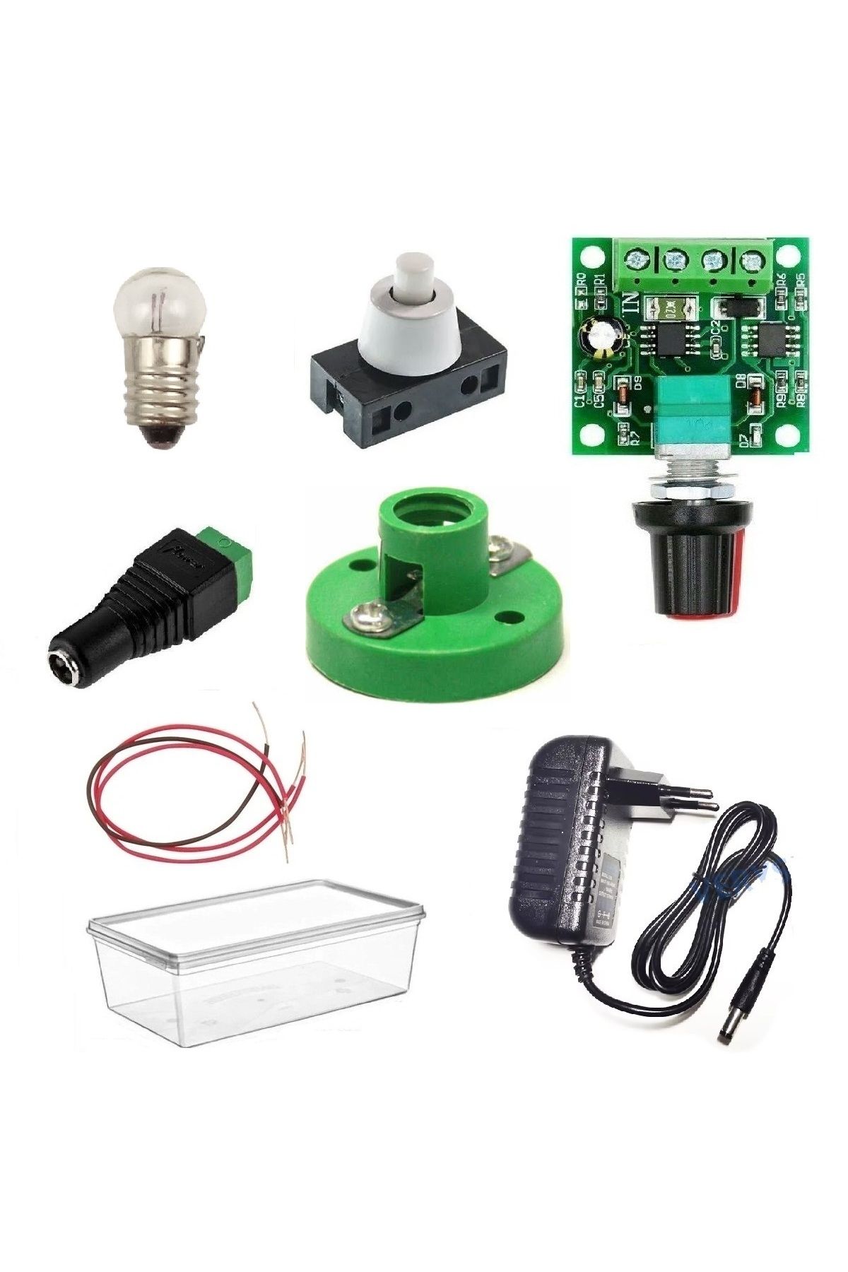 Devre Dünyası Kutulu 3 in 1 Basit Lamba ve Dimmer Deney Seti (3 Devre) - Öğrenci Elektrik Devresi