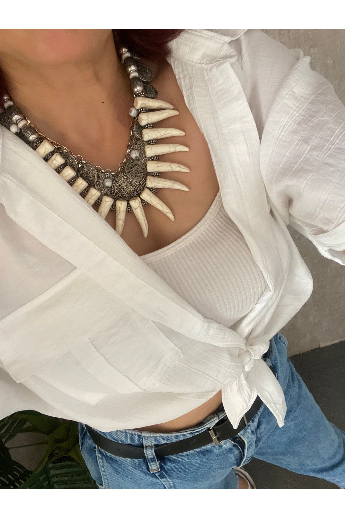 Byoz store Fildişi eskitme turalı kolye