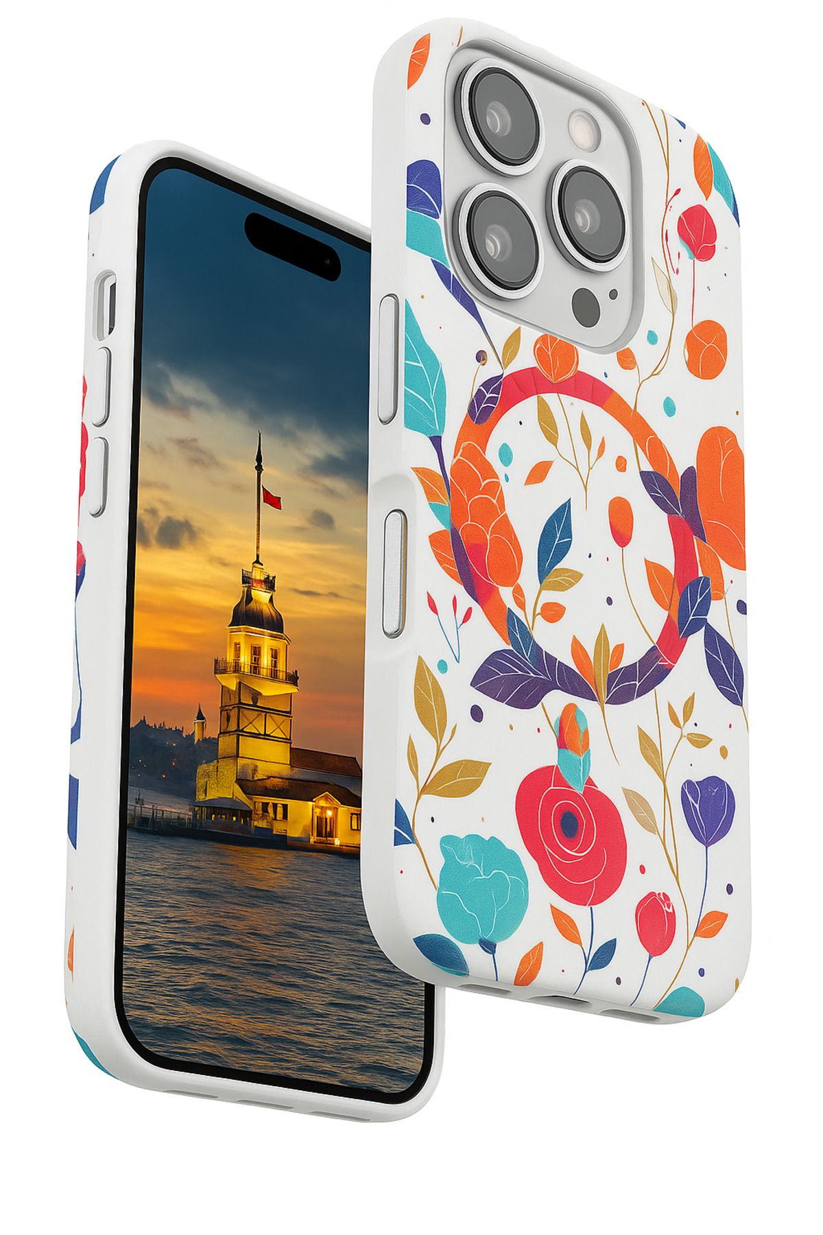 Peeq iPhone 16 Pro Max Peeq 3D Çiçek Desenli Manyetik MagSafe Kılıf
