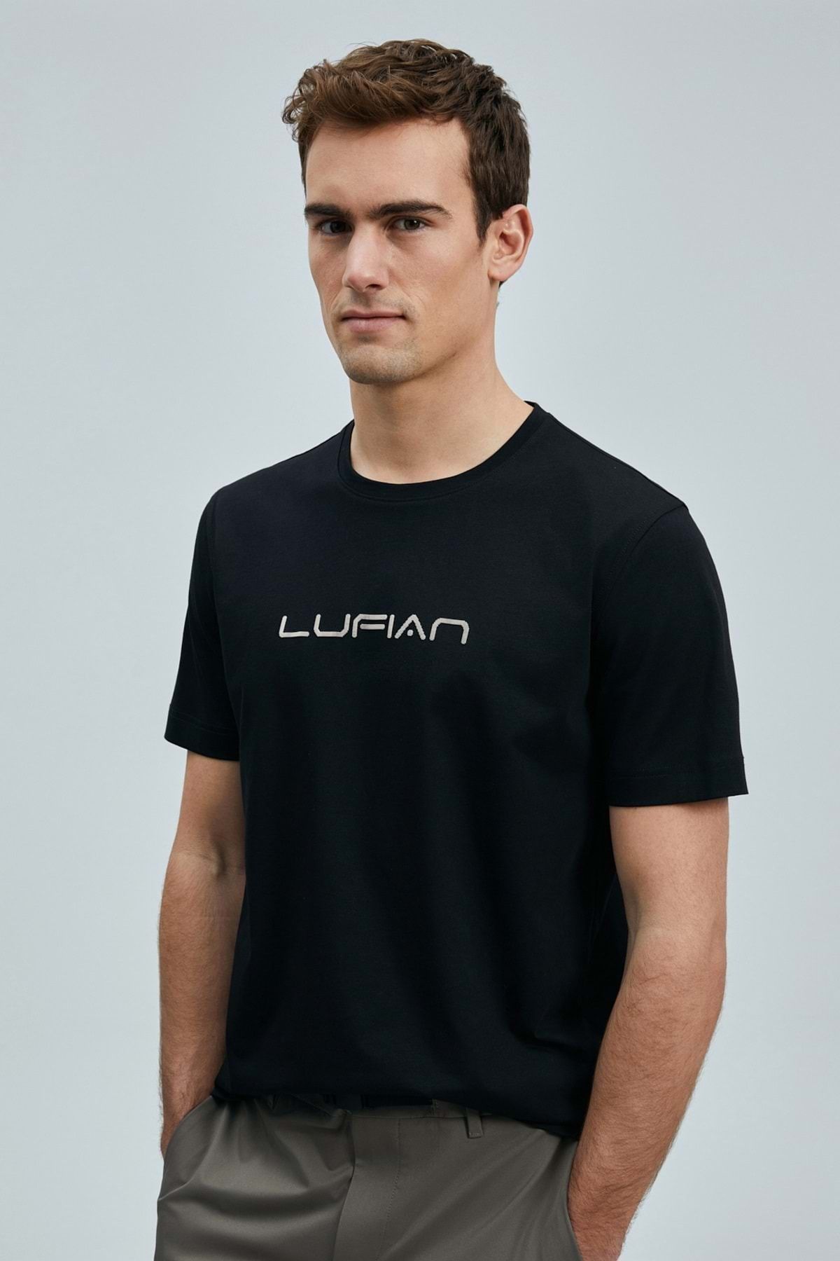 Lufian 111020250 Fusıon Modern Grafik Tişort Erkek T-Shirt SİYAH
