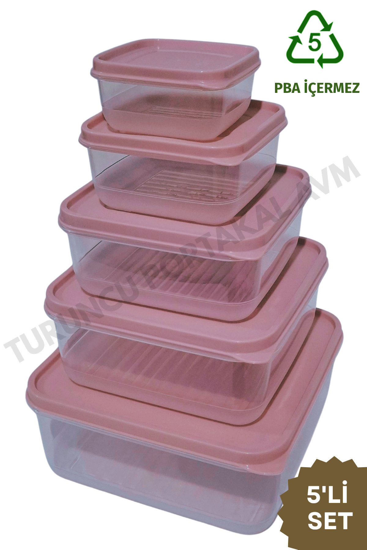 Kapaklı Saklama Kabı ( 5' Li Set ) Mutfak Düzenleyici Kare Organizer — görsel 2