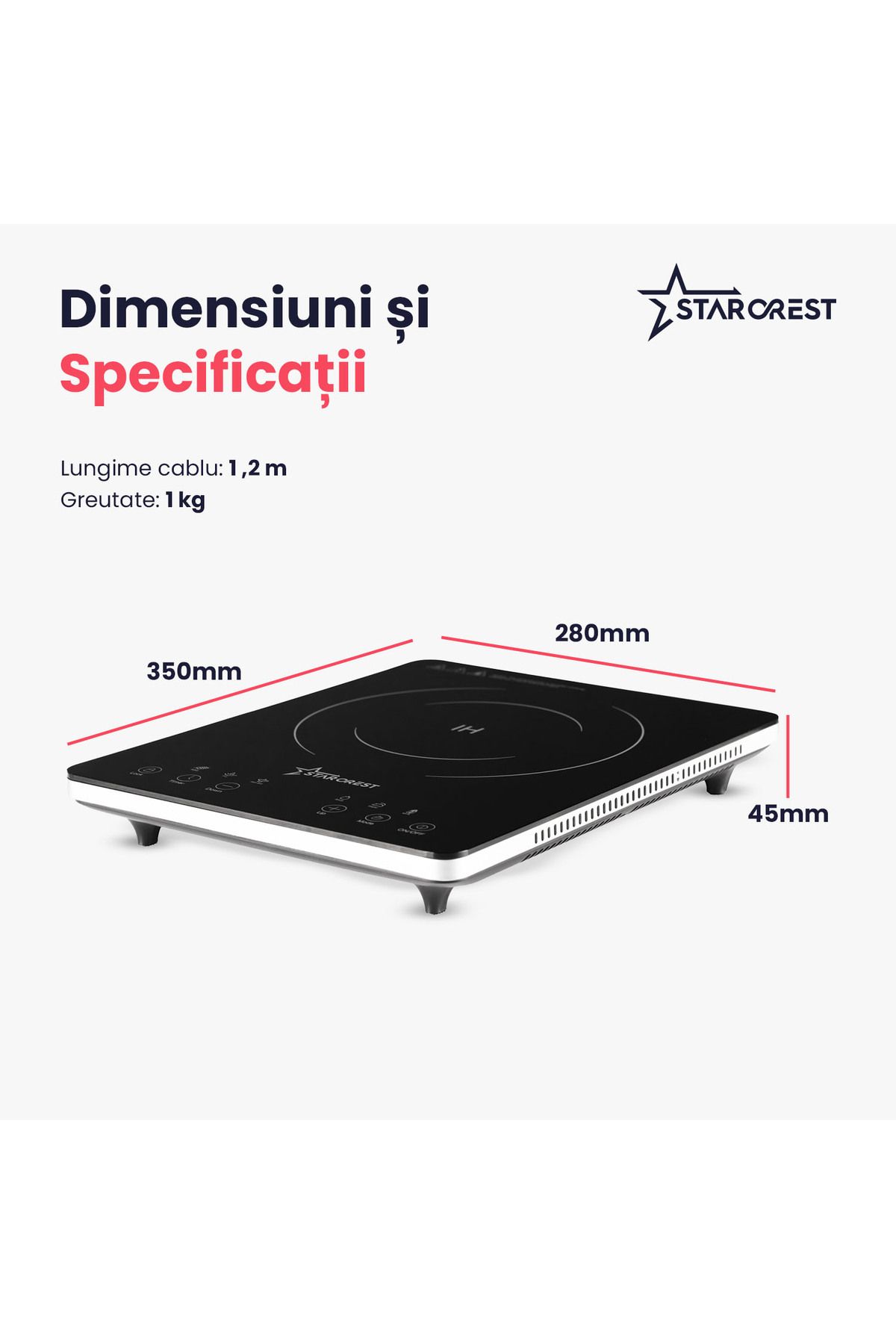 STARCREST-Induction Hob STARCREST SIH-T2000, 2000 W, Touch Control, 6 Cooking Functions, Ultra Slim Design 7