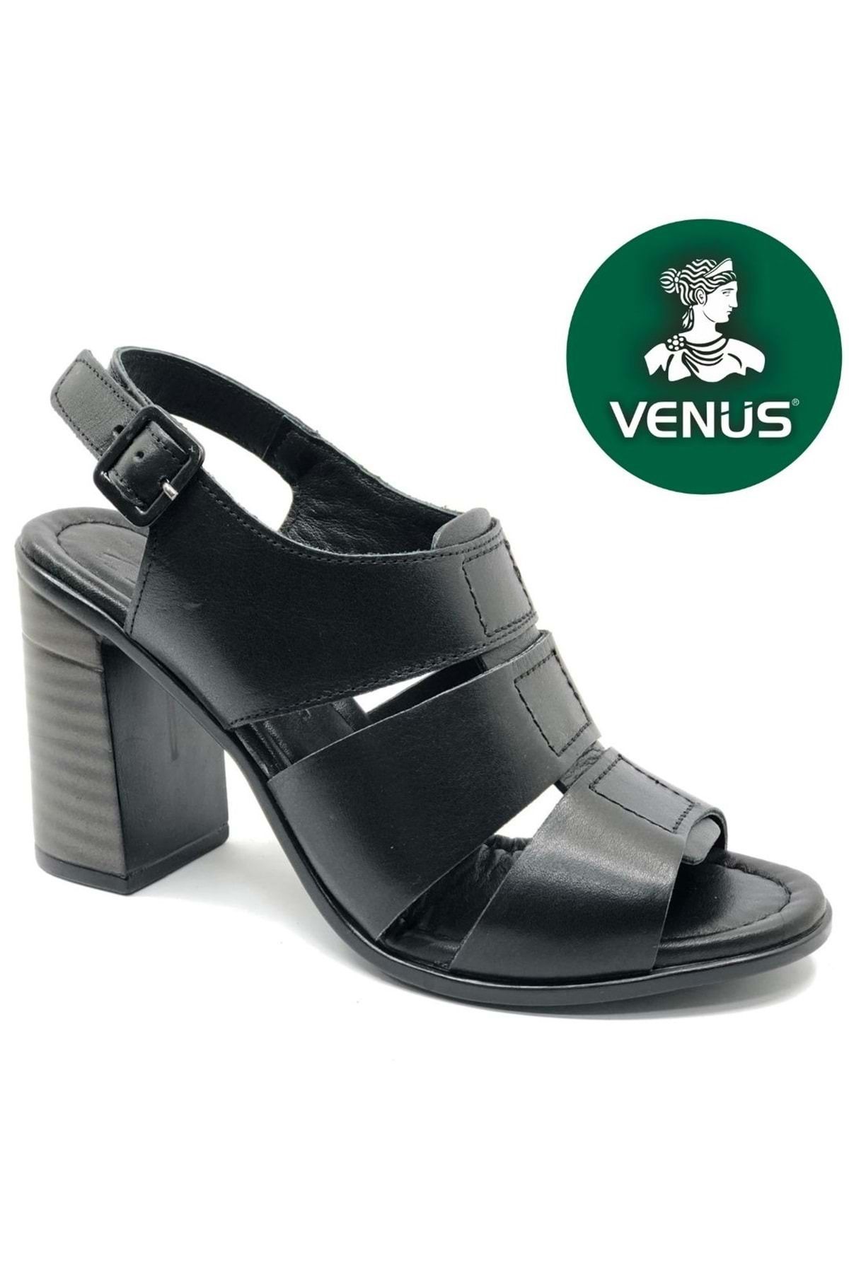 Venüs Merga Hakiki Deri Comfort Ortopedik Kadın Sandalet SİYAH