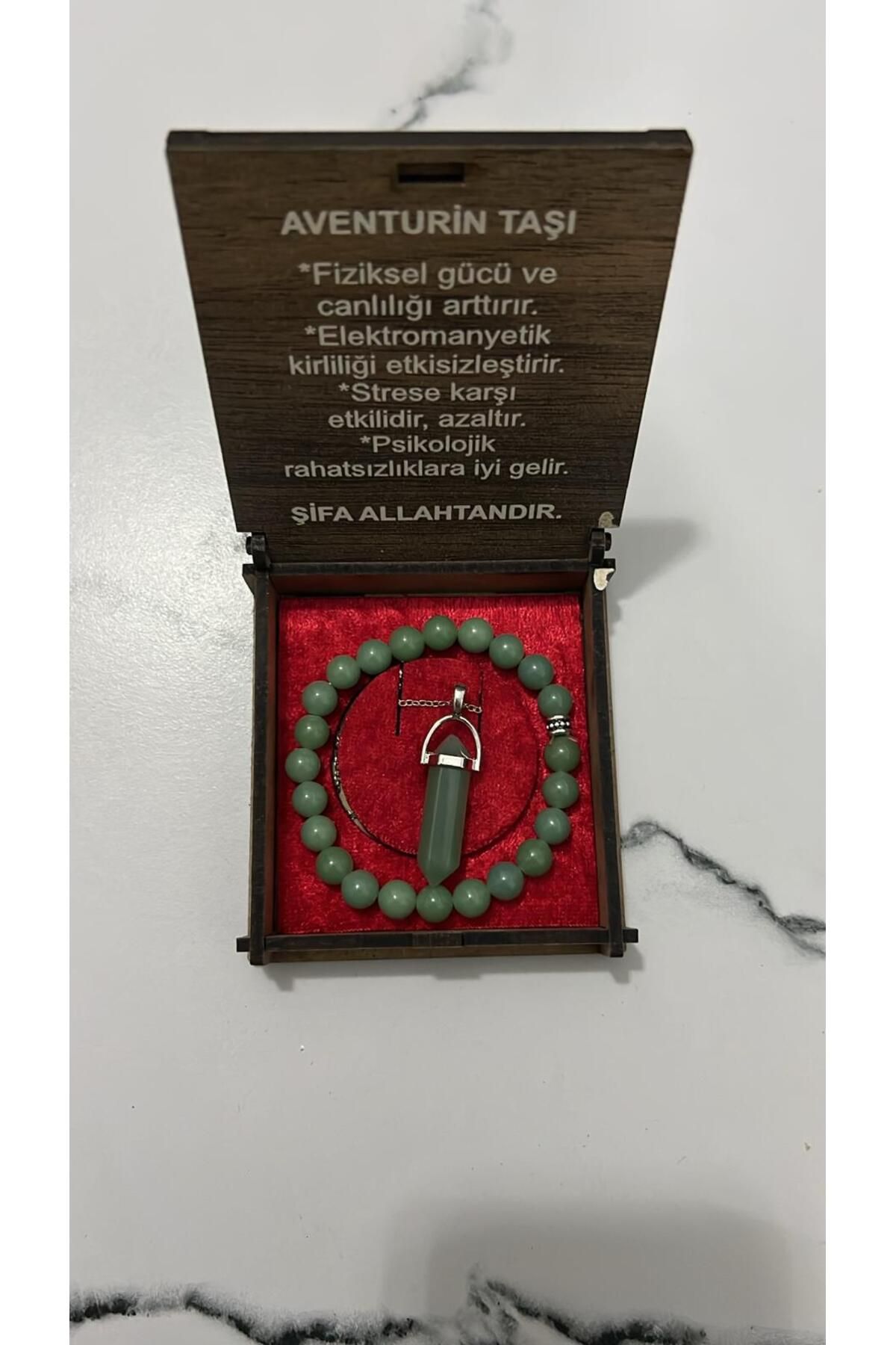 hüseyin ceran AVENTURİN DOĞAL TAŞ KOLYE BİLEKLİK SET