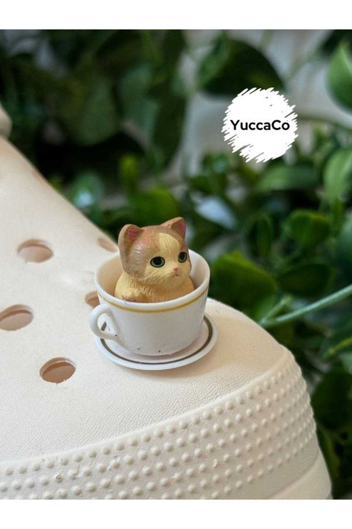 Crocs Kedili 3D Terlik Süsü/Üç Boyutlu Fincan Kedicik Terlik Charmı/Kedi Jibbitz