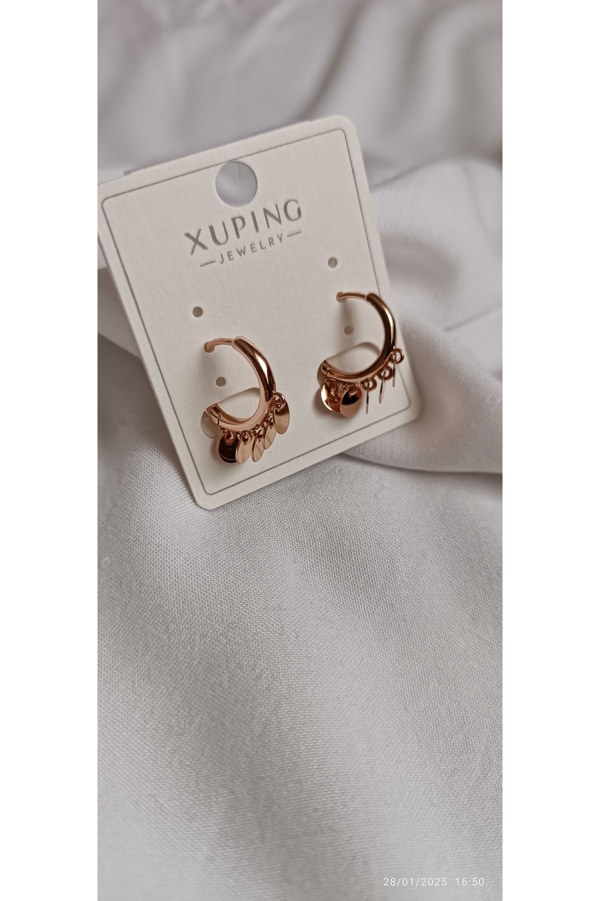 ARİ TAKI Mini pullu çelik küpe rose