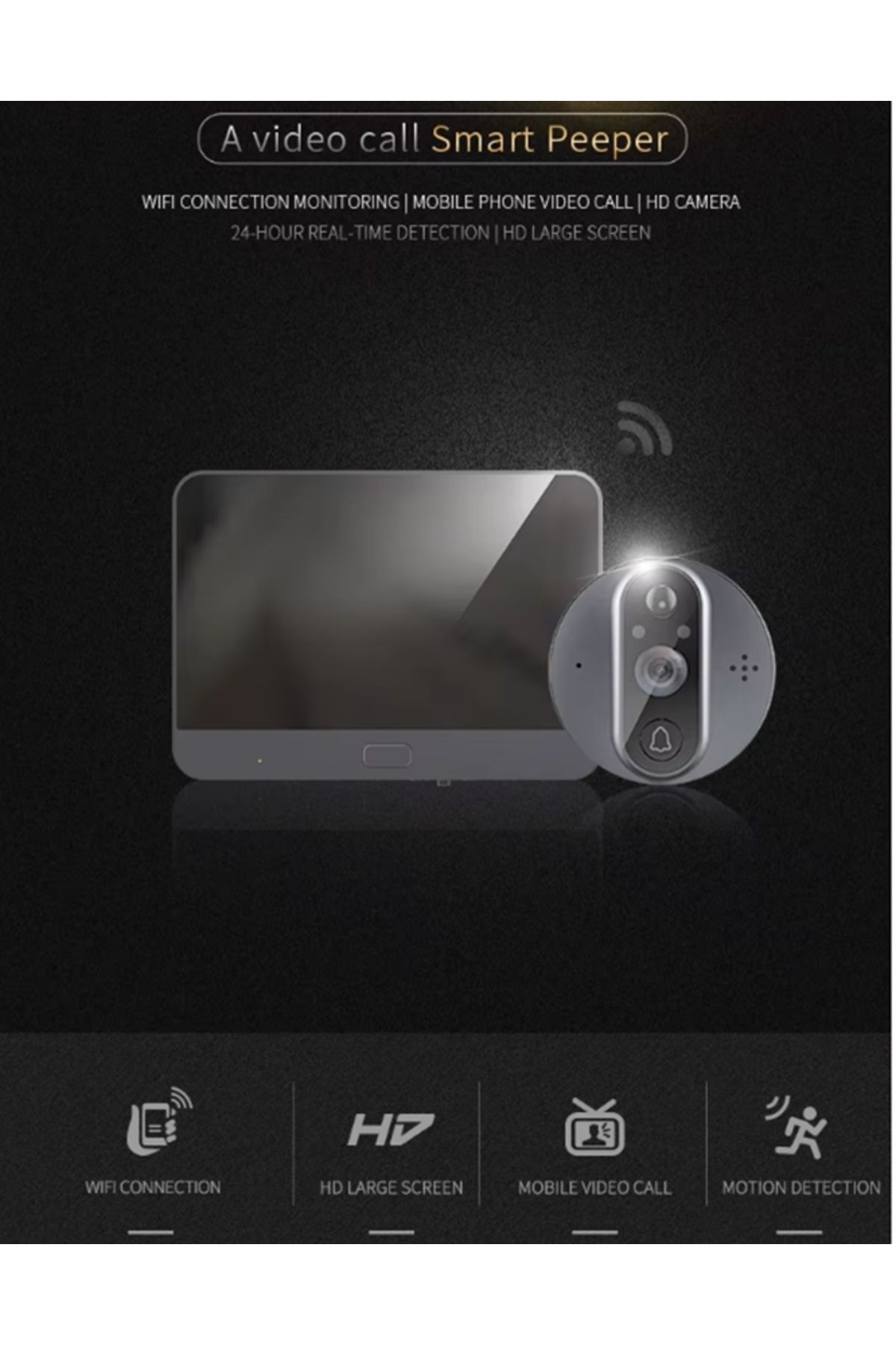 gaman QR-039 Akıllı Kapı Kamerası Harekete Duyarlı 1080p Gece Görüşlü Kamera / Kapı Zili (Tuya Smart)