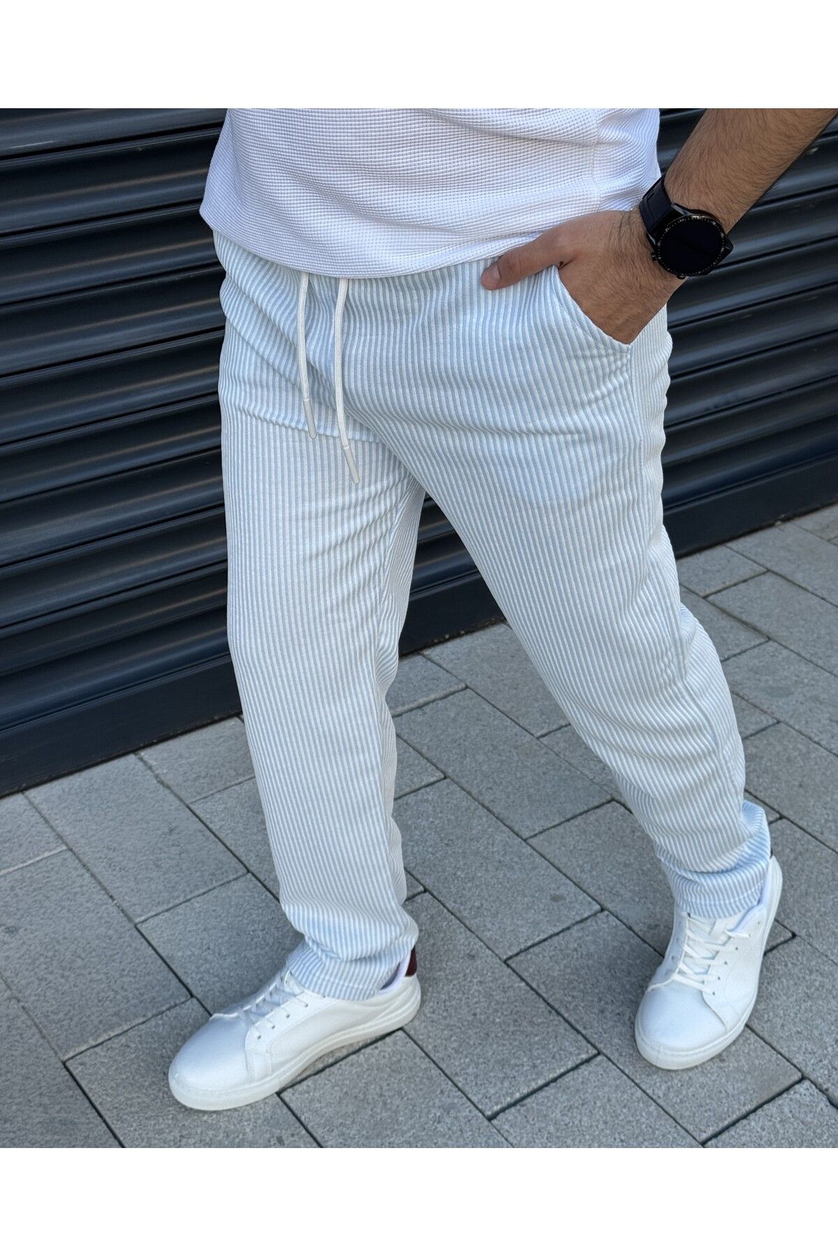 loisswear Çizgili Gift Kumaş Beli Lastikli Fit Jogger Pantolon