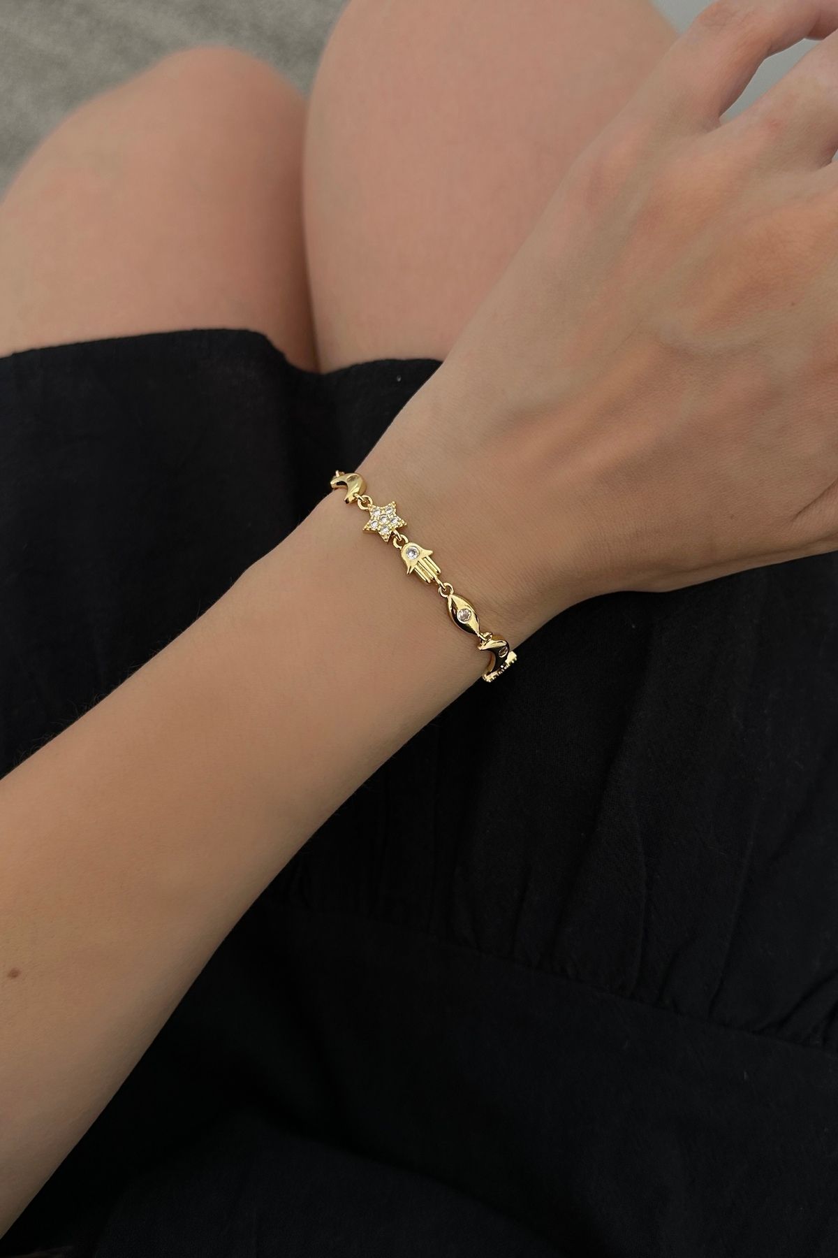Okko Store Çelik Hilal Detaylı Charm Bileklik