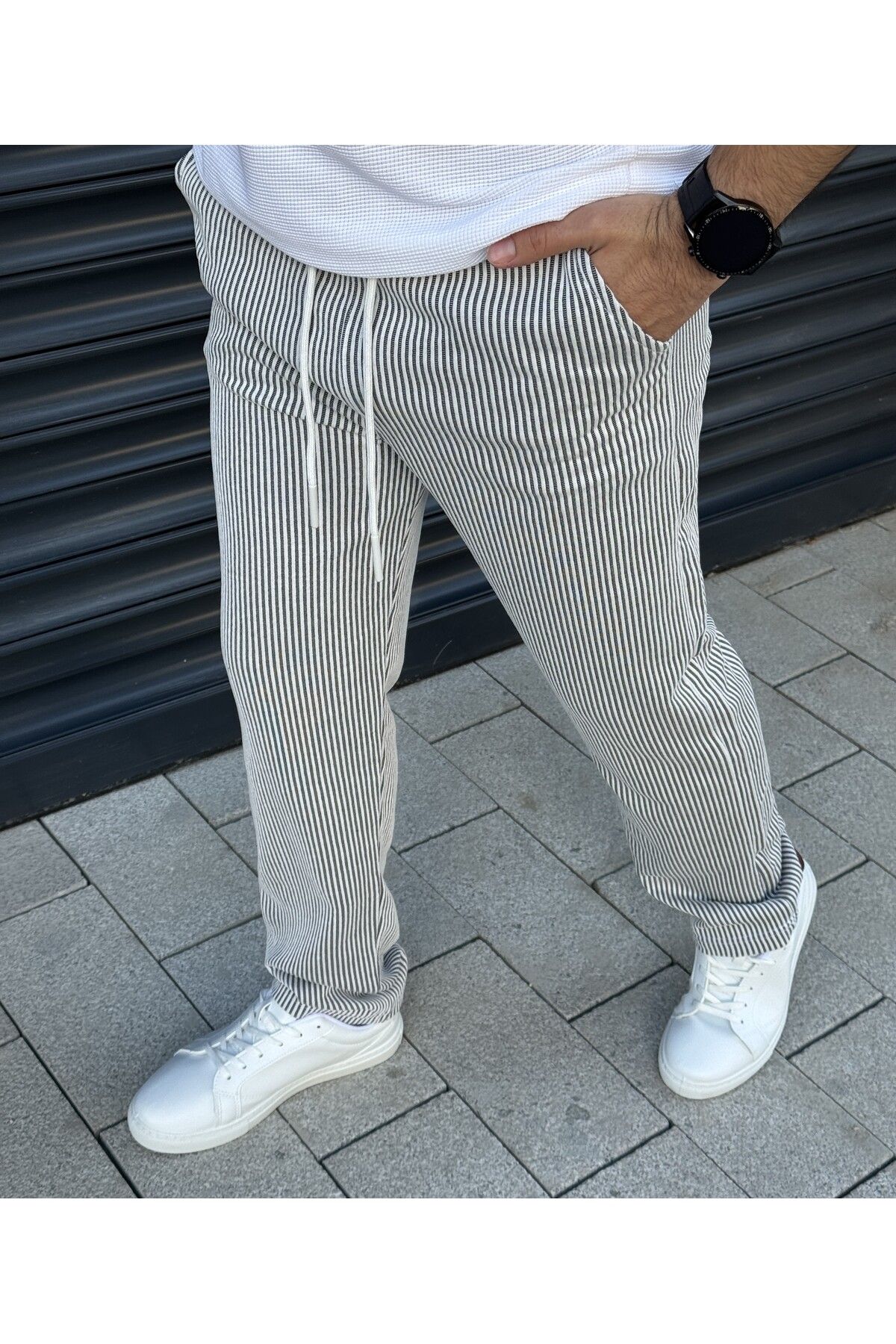 loisswear Çizgili Gift Kumaş Beli Lastikli Fit Jogger Pantolon