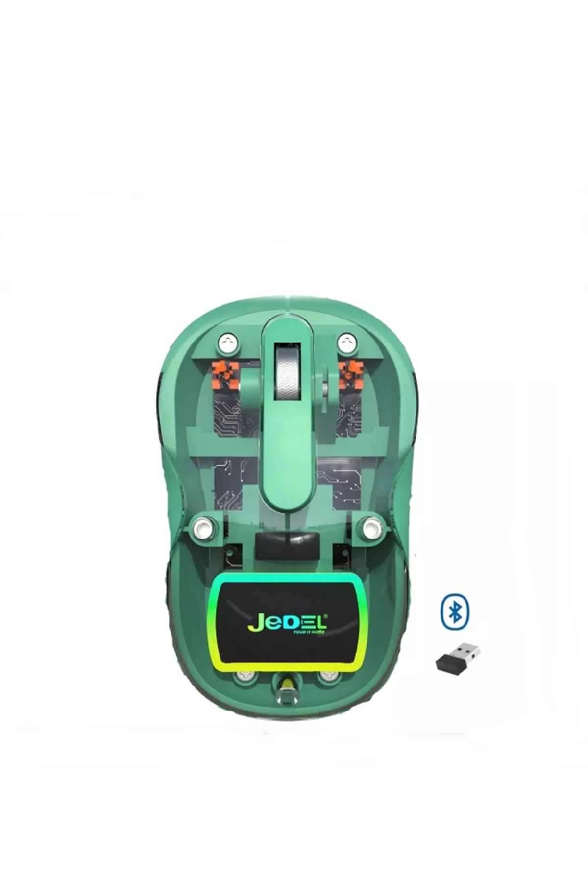 newnet jedel Kablosuz Mous Bluetooth + 2.4GHz Kablosuz Şarj Edilebilir Şeffaf Type-C Pil Ömrü 180 Saat