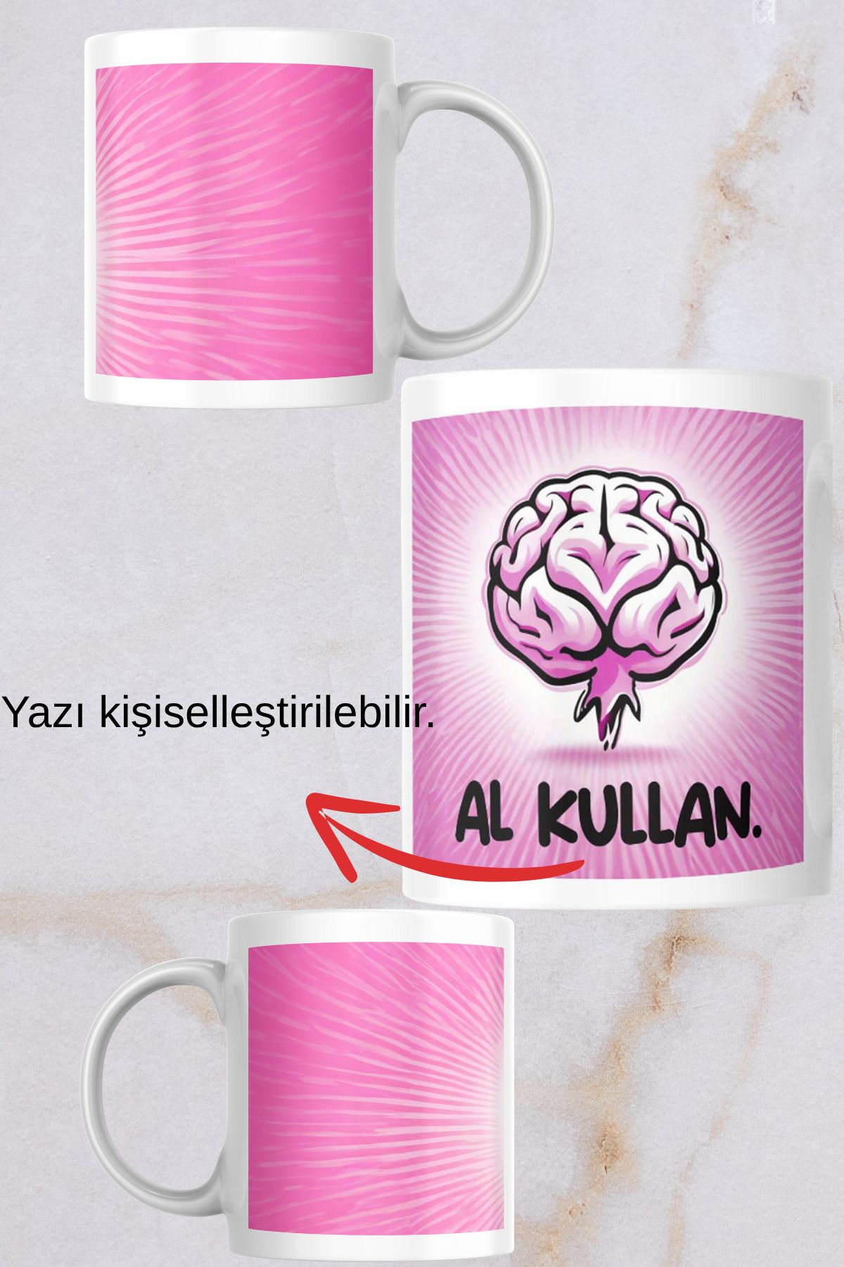 zerhome Beyin Temalı Beyaz Porselen Kupa Bardak