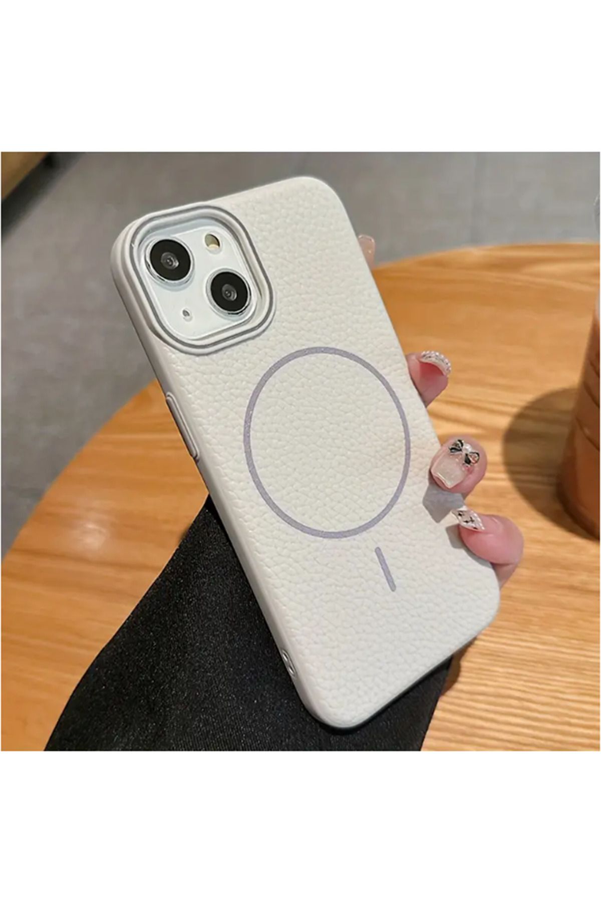 emybox İphone 13 / 14 Uyumlu Deri Dokulu İç Kısmı Premium Kadife Magesafe Özellikli Telefon Kılıfı