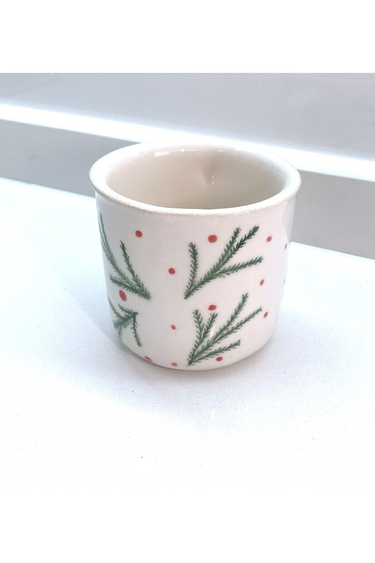 Bombus Seramik El Yapımı Seramik Mug Kupa - Çam Ağacı Desenli Yılbaşı
