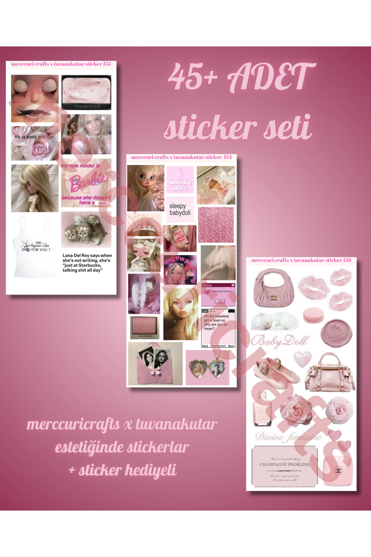 merccuri crafts merccuricrafts x tuvanakutar sticker seti (45 + adet) Defter Ajanda, Laptop, Scrapbooking