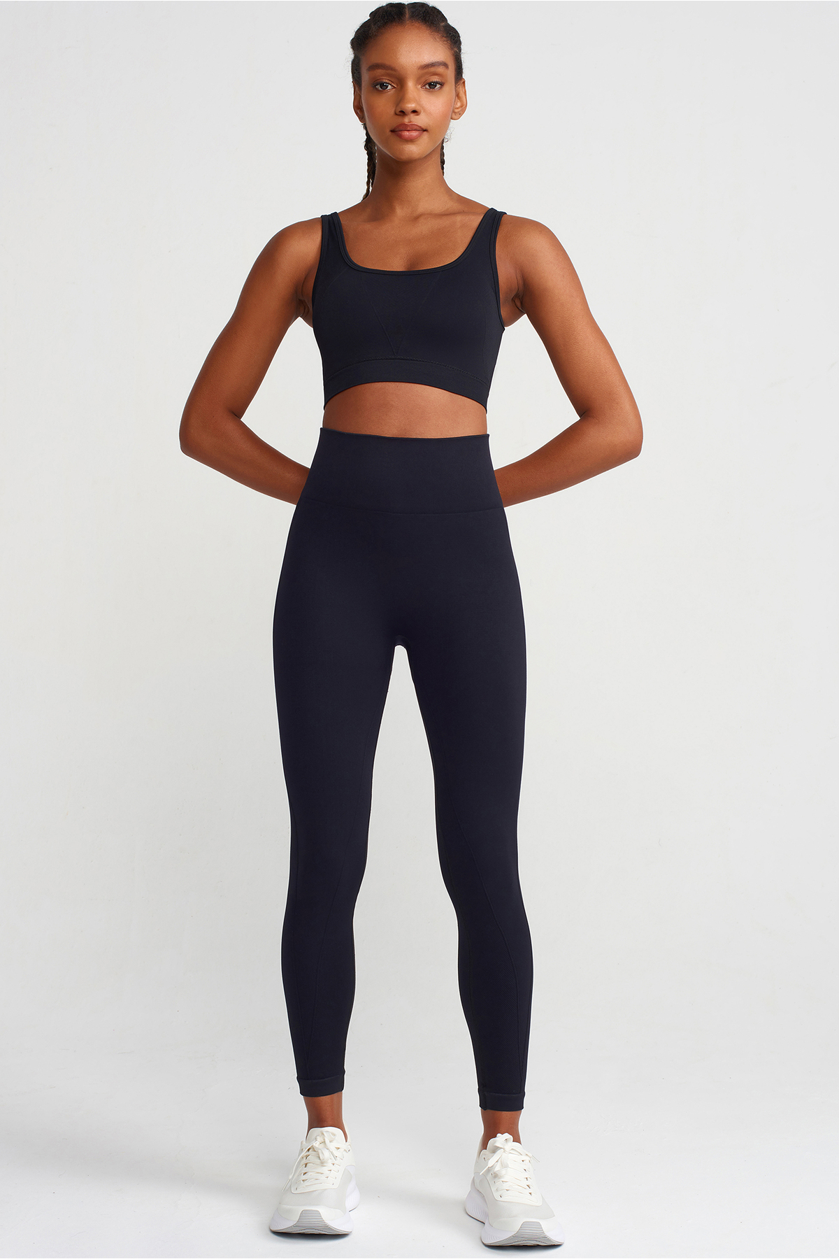 COMEUP  Balıksırtı Desenli Toparlayıcı Tayt Siyah - Görsel 7