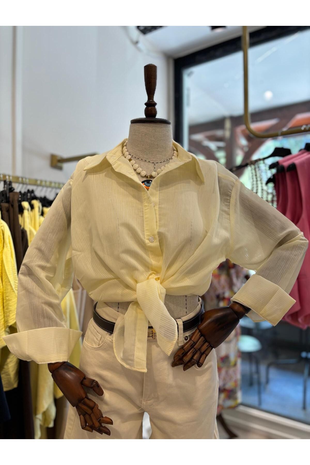 The Zest Boutique Transparan Çizgili Gömlek