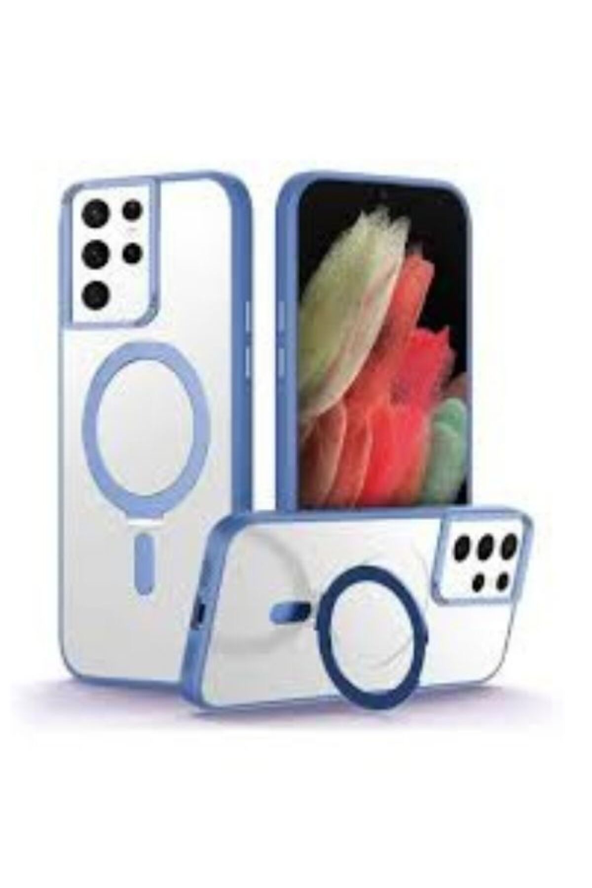 Zebana Samsung Galaxy S24 ULTRA Uyumlu Kılıf Zebana First Class Standlı Magsafe Silikon Kılıf LACİVERT