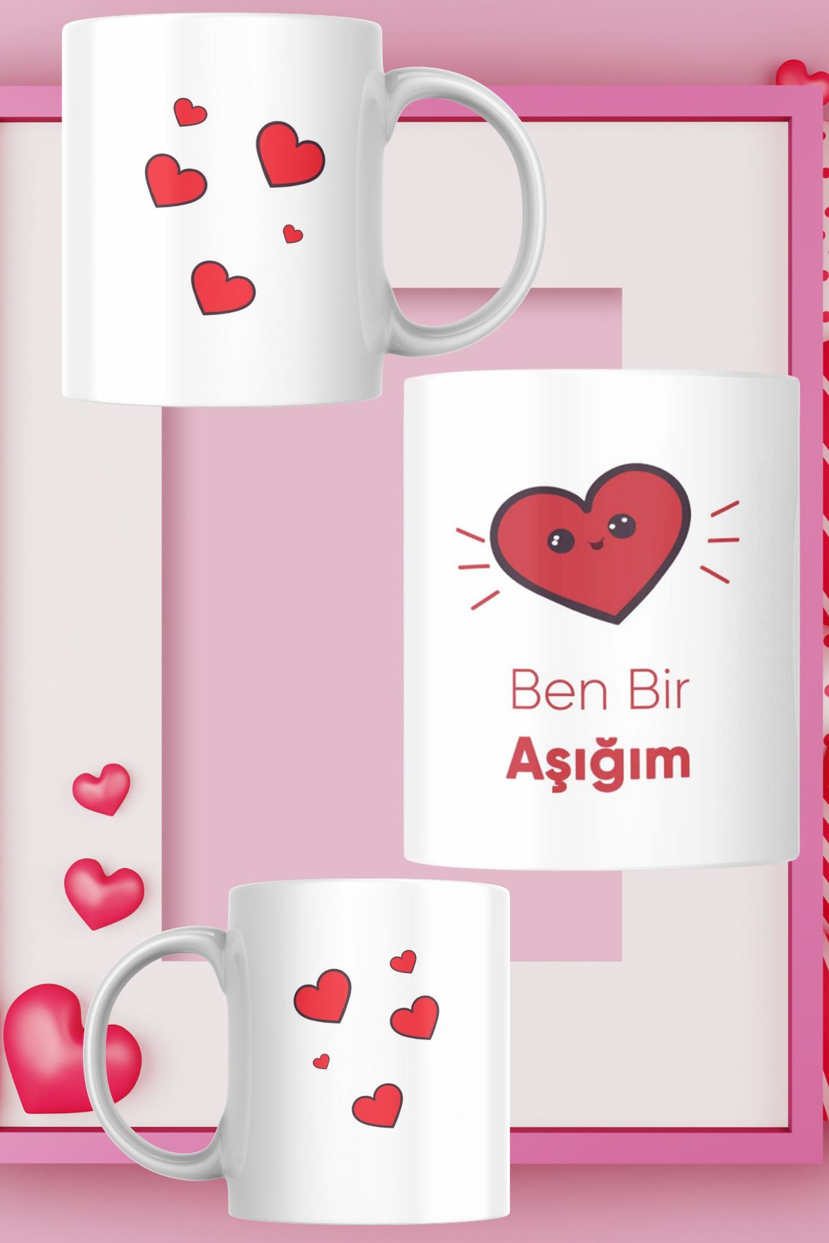 zerhome Ben Bir Aşığım Temalı Beyaz Porselen Kupa Bardak