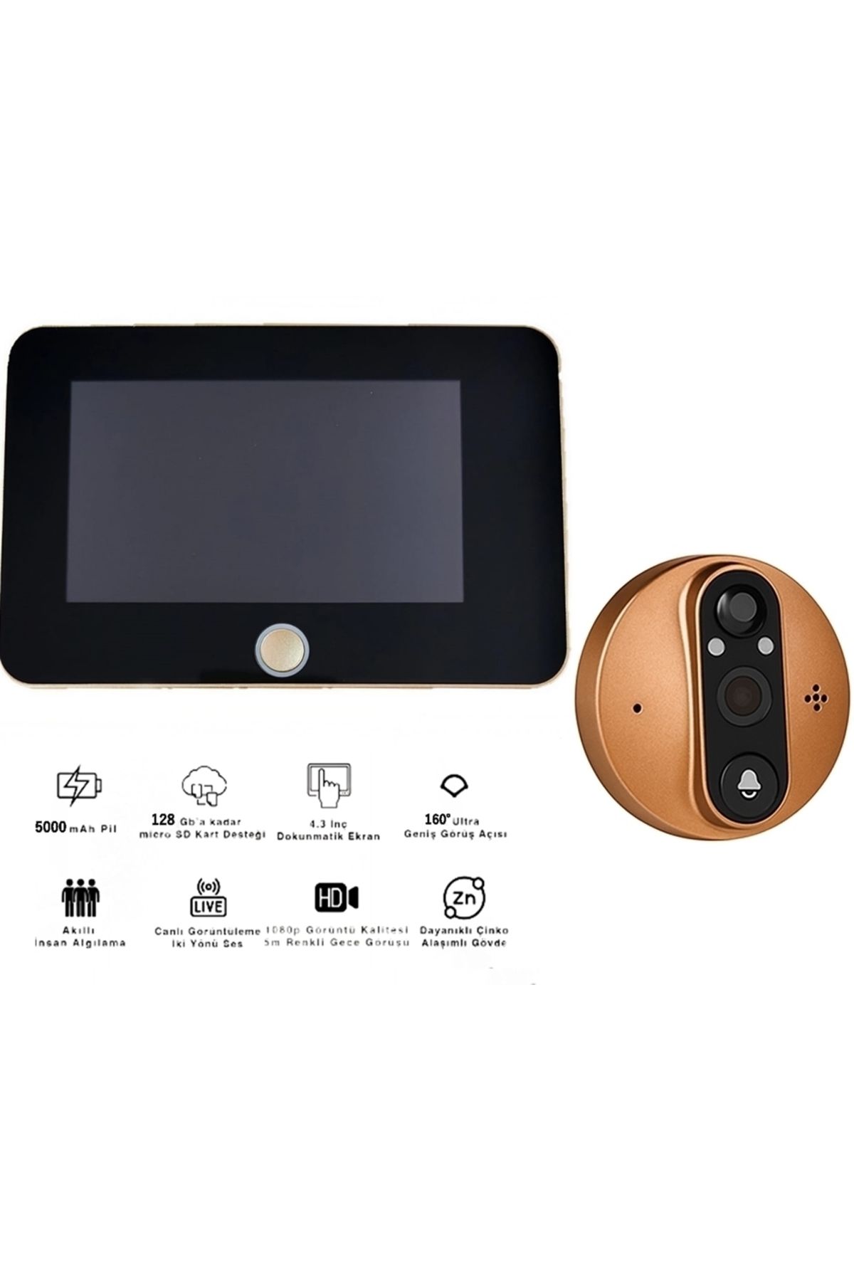 gaman QR-038 Akıllı Kapı Kamerası Harekete Duyarlı 1080p Gece Görüşlü Kamera / Kapı Zili (Tuya Smart)