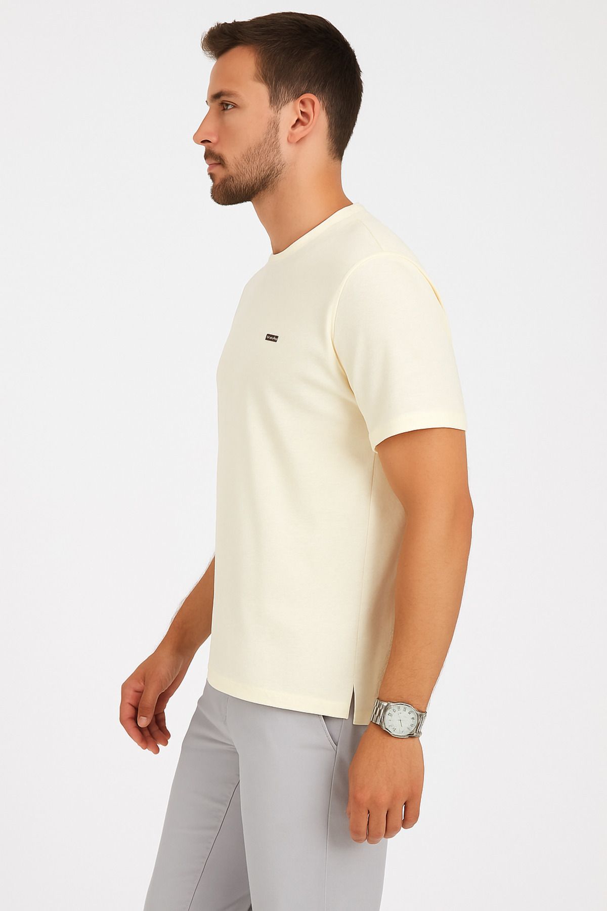 LACİVERTMEN-Lacivertmen 2772 Soft Touch Basic - Ανδρικό μπλουζάκι Ecru Color Relax 3