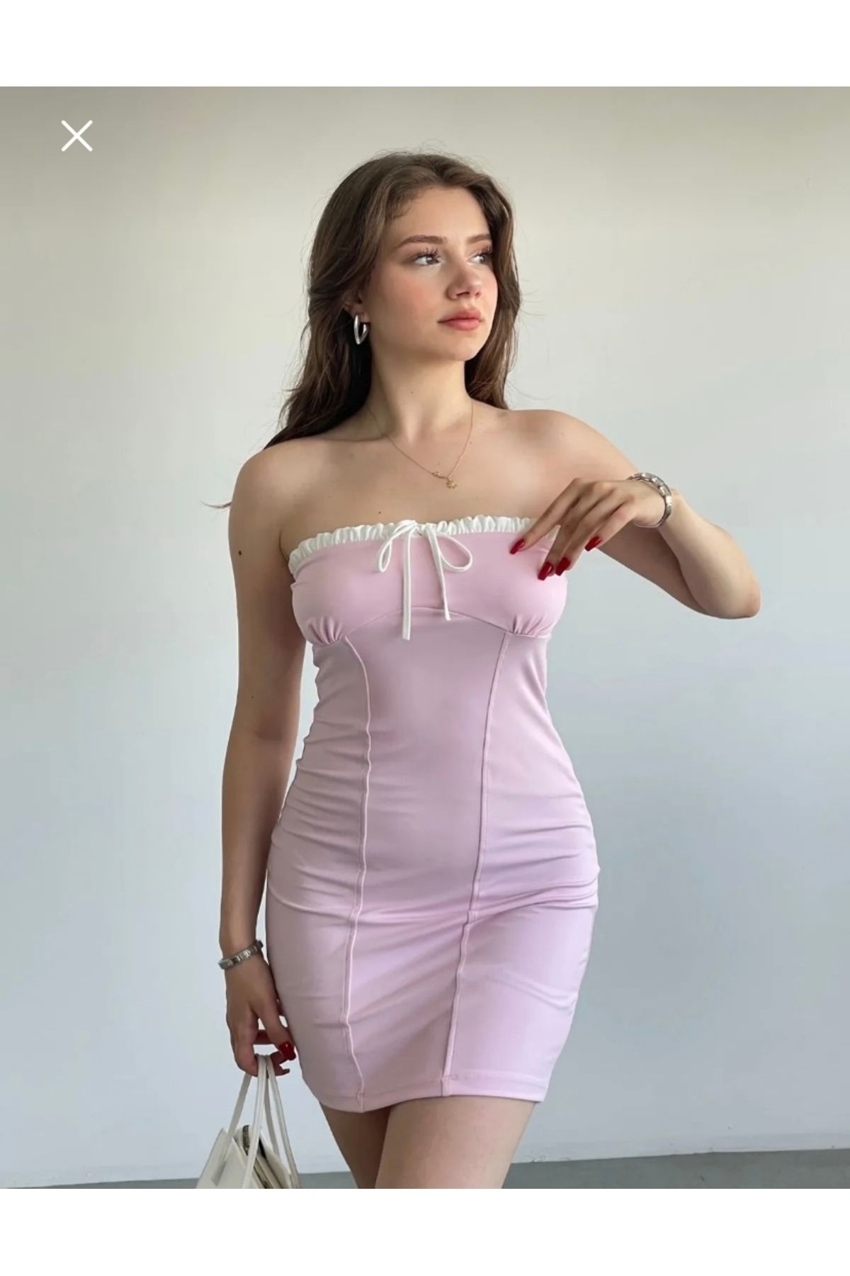 badibadii Straplez Mini Önü Bağlamalı Elbise