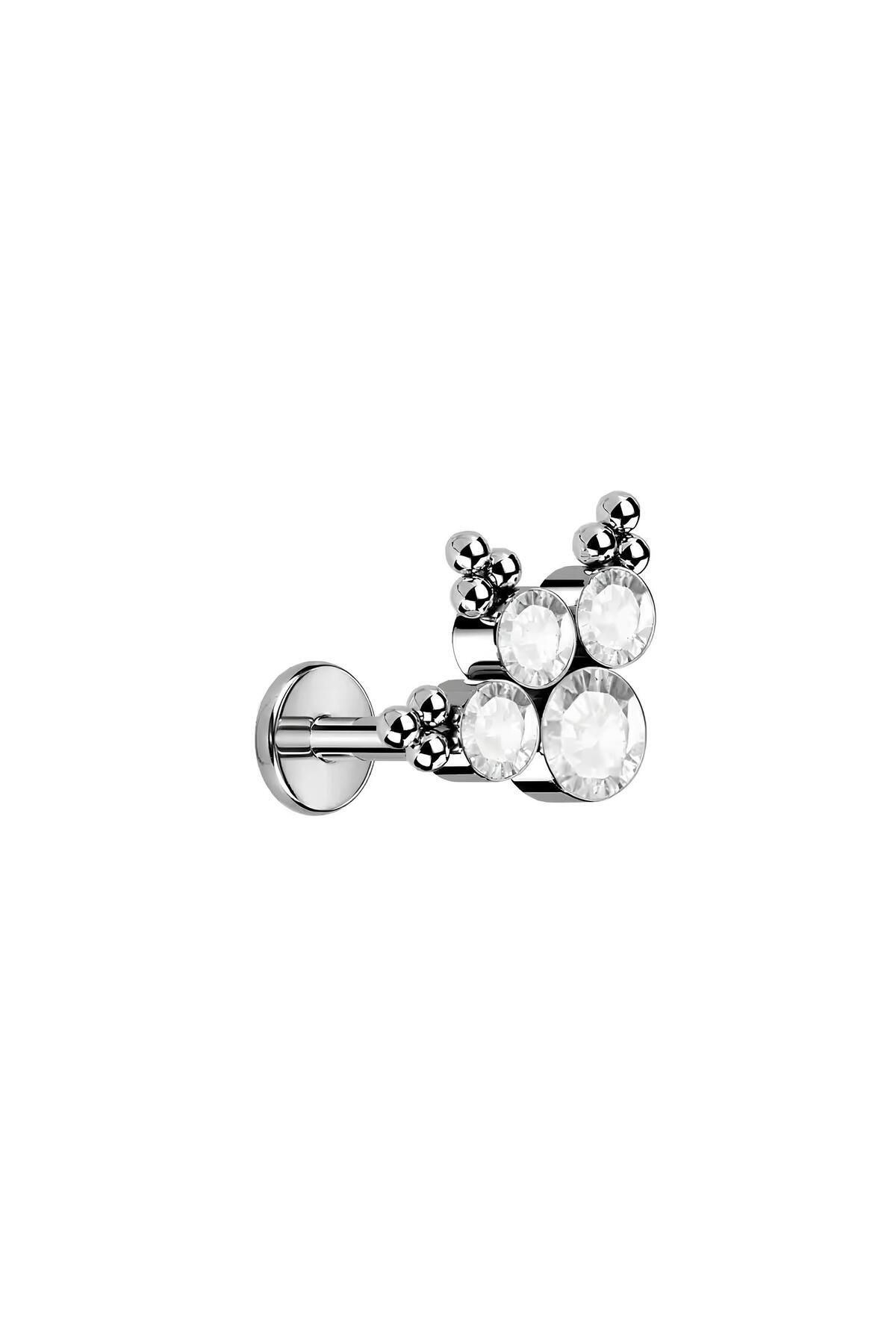 Janset F136 Titanyum Zirkon Taşlı Leaf Model Helix Piercing - Titanyum Helix Lobe Piercing