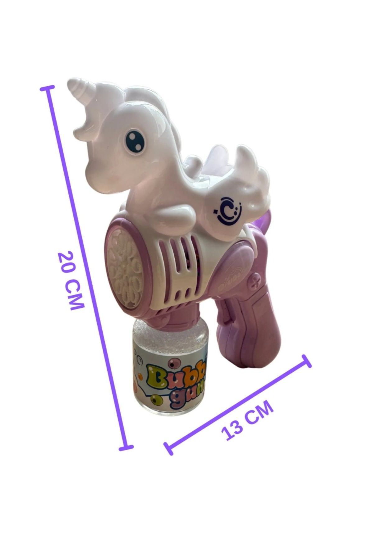 TOYSTAR Unicorn Figürlü Çok Delikli Büyük Boy Pilli Ve Işıklı Baloncuk Çıkaran Köpük Tabancası Bubble Gun