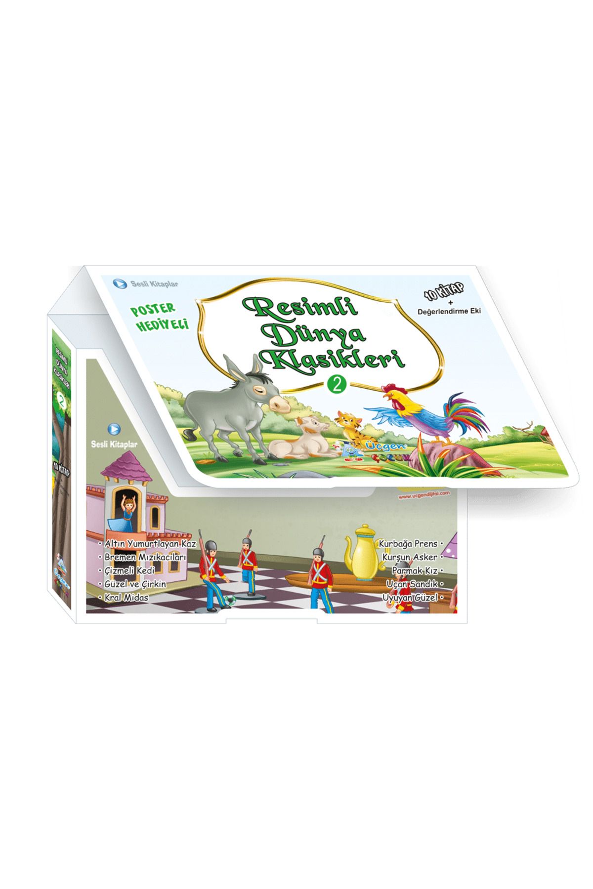 3K YAYIN Üçgen Yayıncılık Üçgen Çocuk RESİMLİ DÜNYA KLASİKLERİ 2 Yeşil Hikaye Serisi 10 Kitap 1.SINIF 2.SINIF