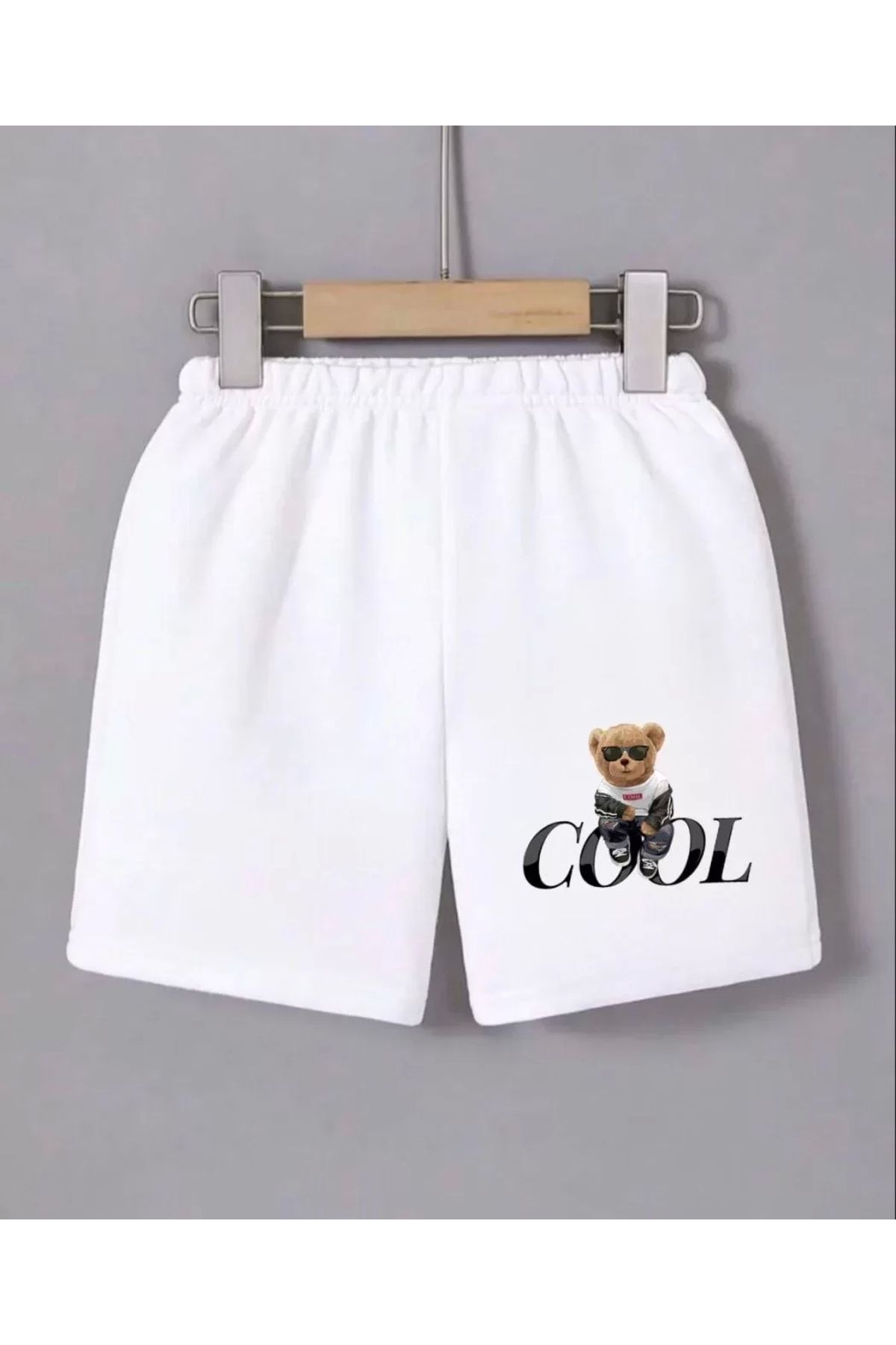 AE Stil Kadın Beli Lastikli Baskılı Mini Şort - Beyaz