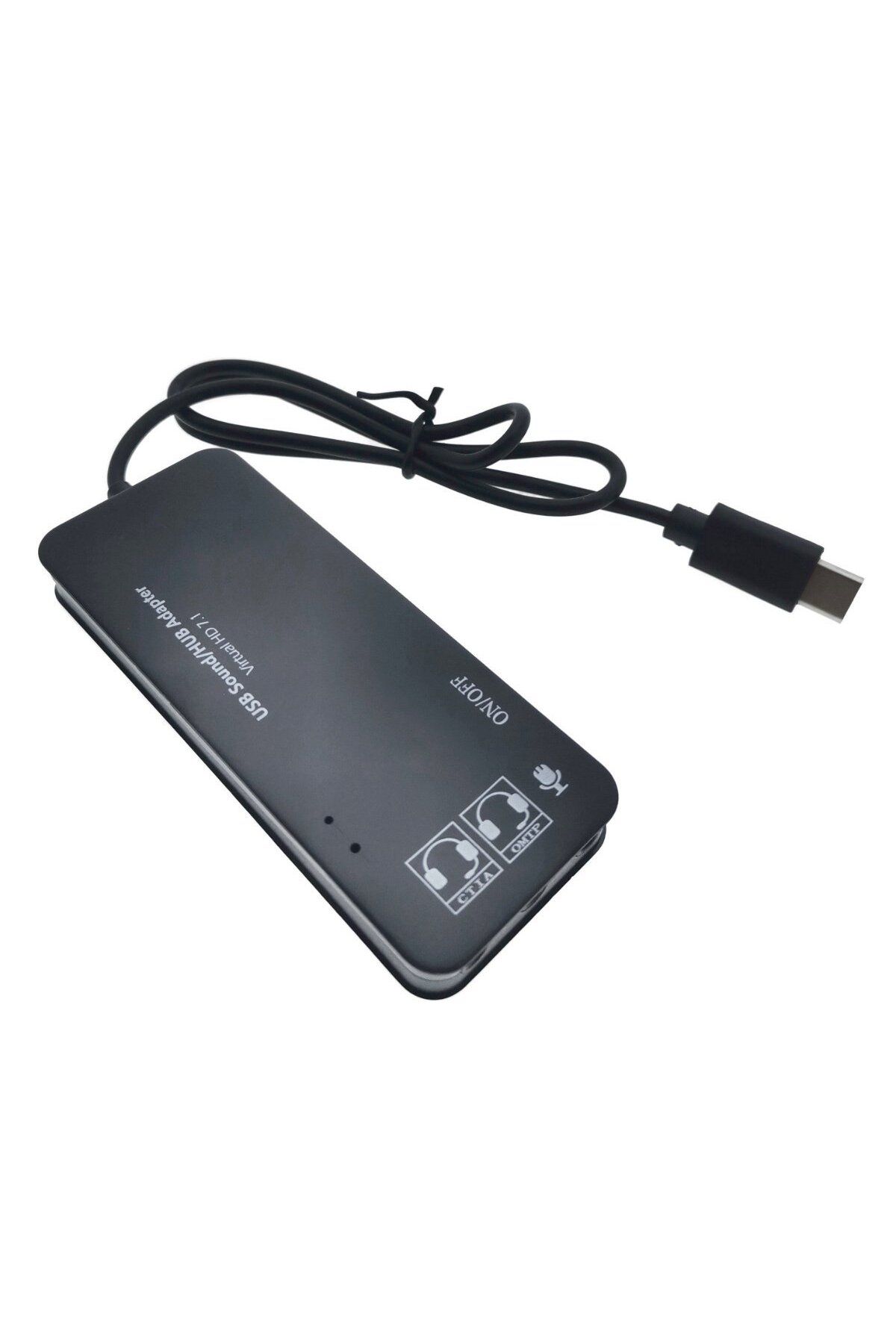OEM-Hub cu conector USB tip C și placă de sunet, 2 în 1, interfață USB 2.0, 3 porturi USB, 3 x 3,5 mm 1