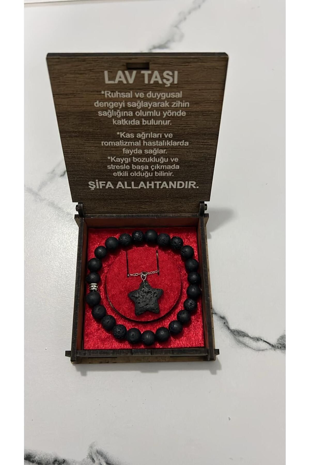 hüseyin ceran LAV TAŞI DOĞAL TAŞ KOLYE BİLEKLİK SET