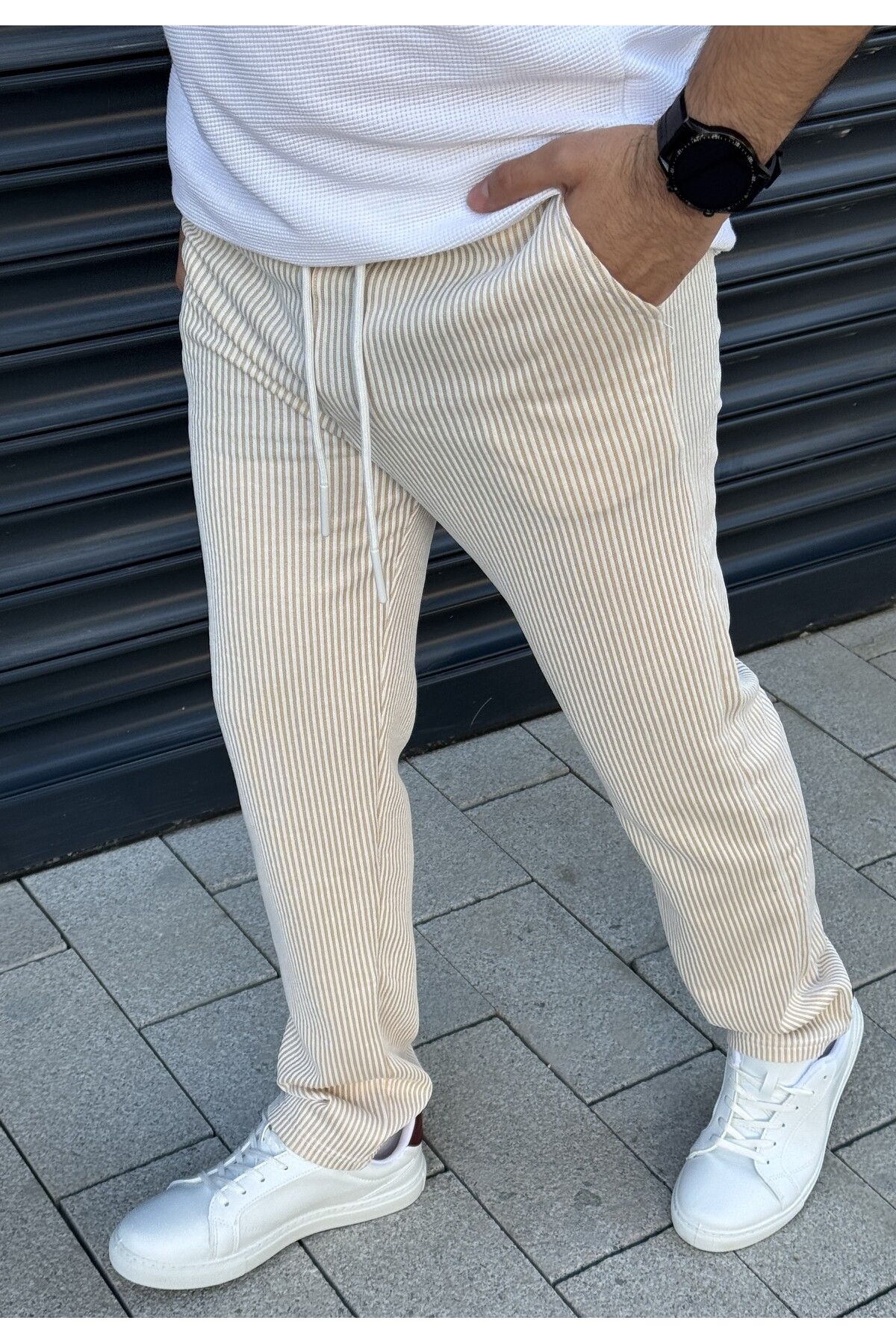 loisswear Çizgili Gift Kumaş Beli Lastikli Fit Jogger Pantolon