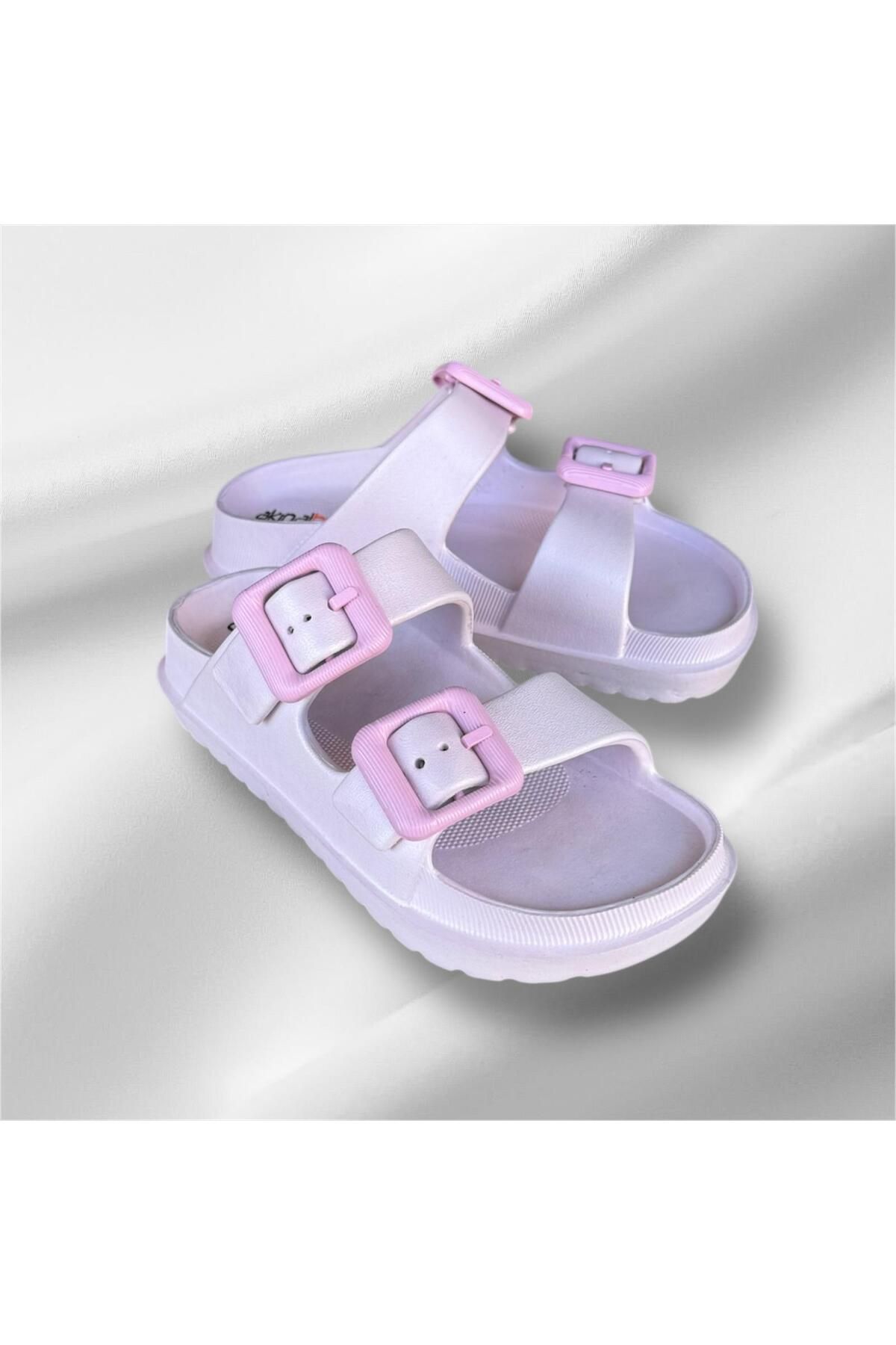 AkınalBella unisex çift tokalı yumuşak soft taban plaj havuz günlük terlik