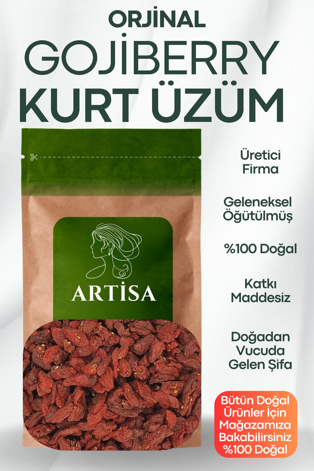 Artisa Doğal Gojiberry Kurt Üzümü 500 gr ( Taze Öğütülmüş, Katkısız, Ekonomik )