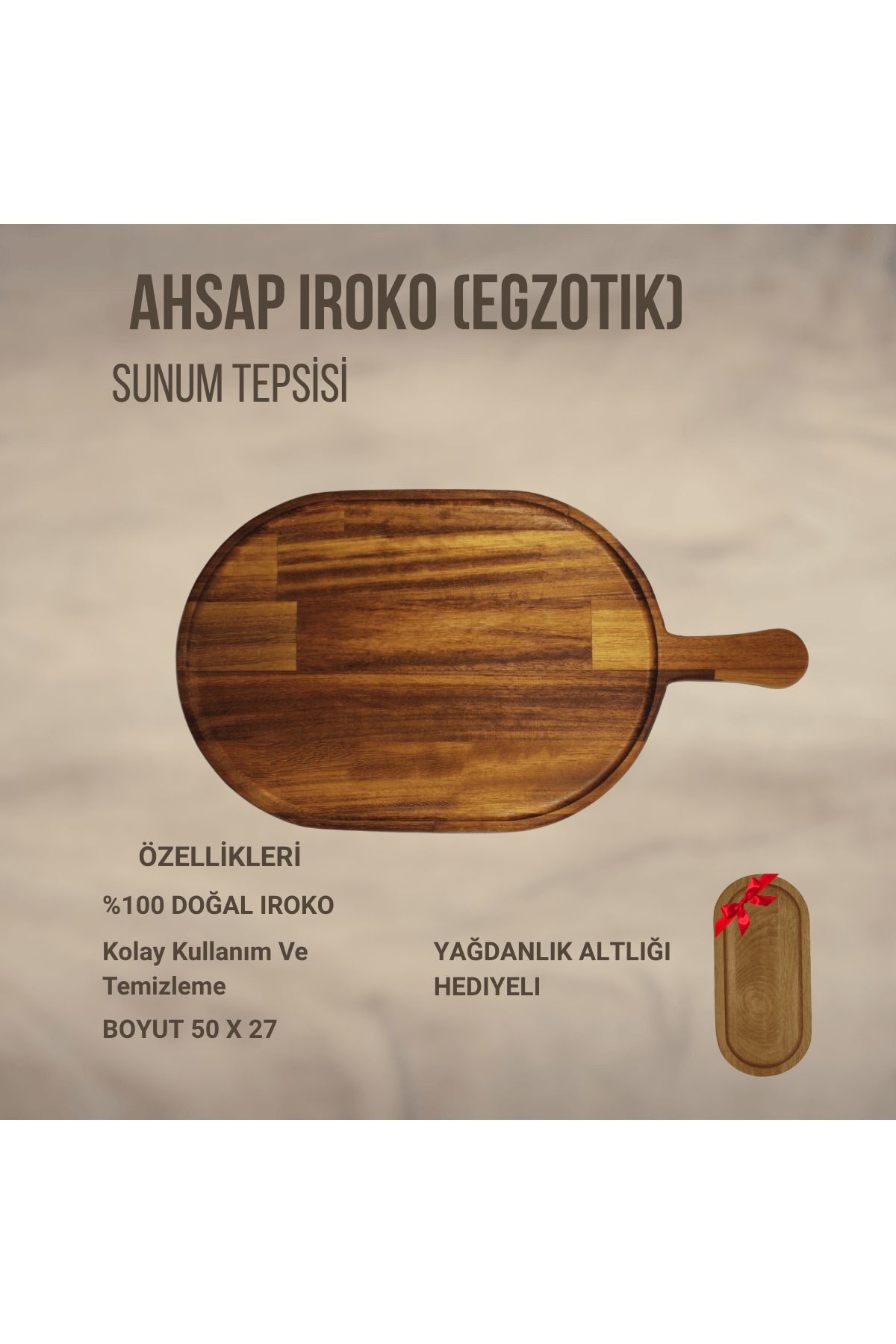 bidunyaahsap AHŞAP IROKO SUNUM TEPSİSİ