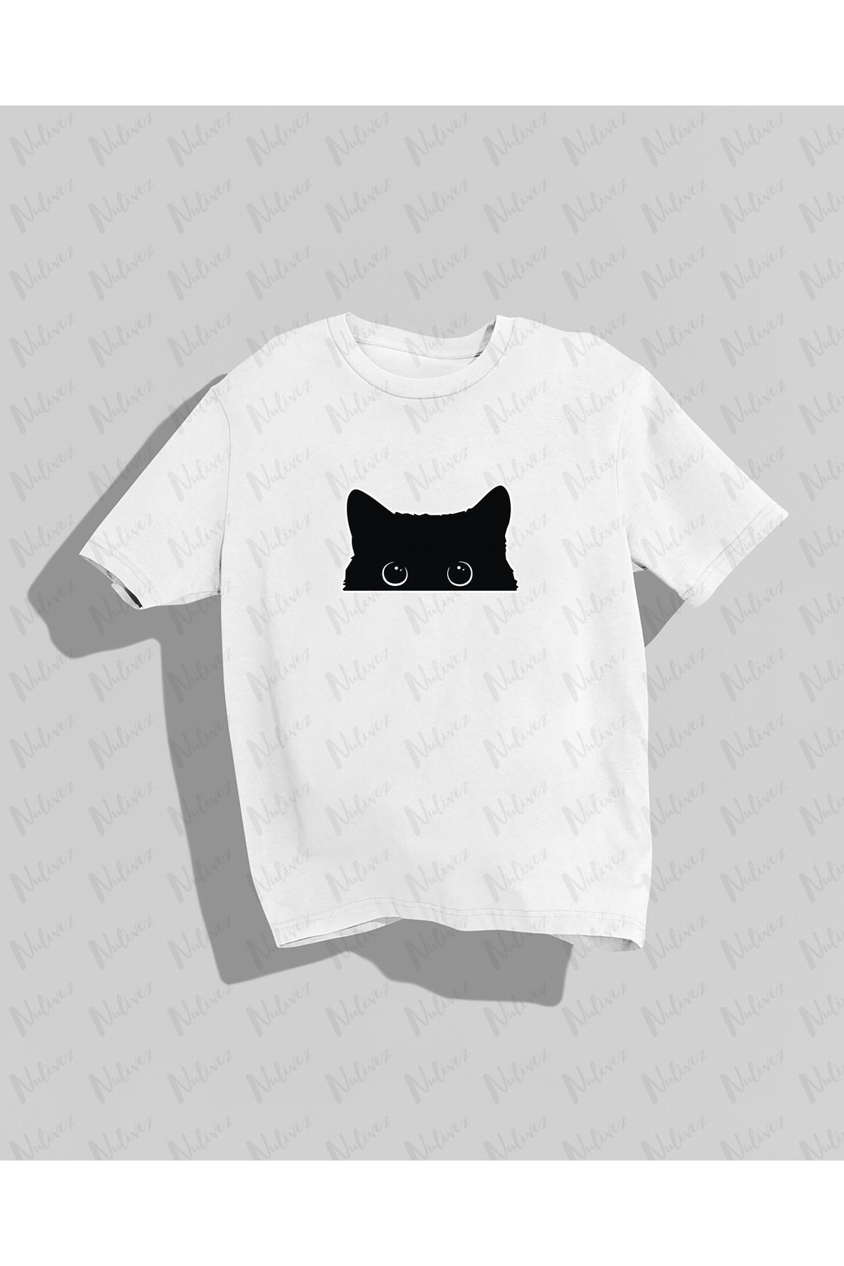 Nulivez Kedi Baskılı Yüksek Kalite Kompakt Unisex Oversize T-Shirt