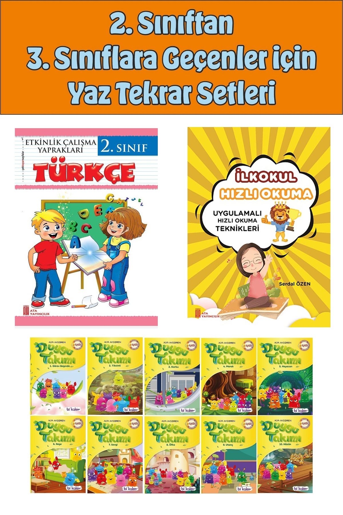 Ata Yayıncılık 2.Sınıftan 3.Sınıfa Geçenler İçin Hızlı Okuma ile Türkçe Etkinlik Kitabım+10 lu Hikaye Seti 2
