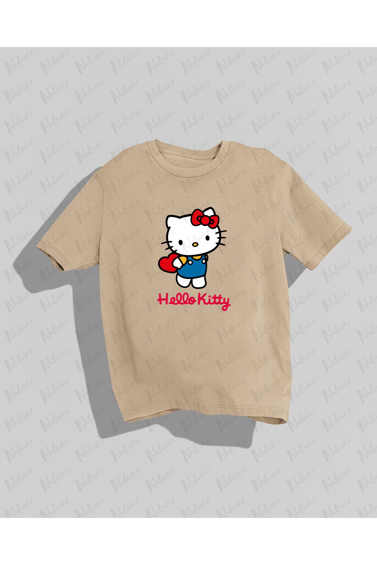 Nulivez Hello Kitty Tasarımı Baskılı Yüksek Kalite Kompakt Unisex Oversize T-Shirt