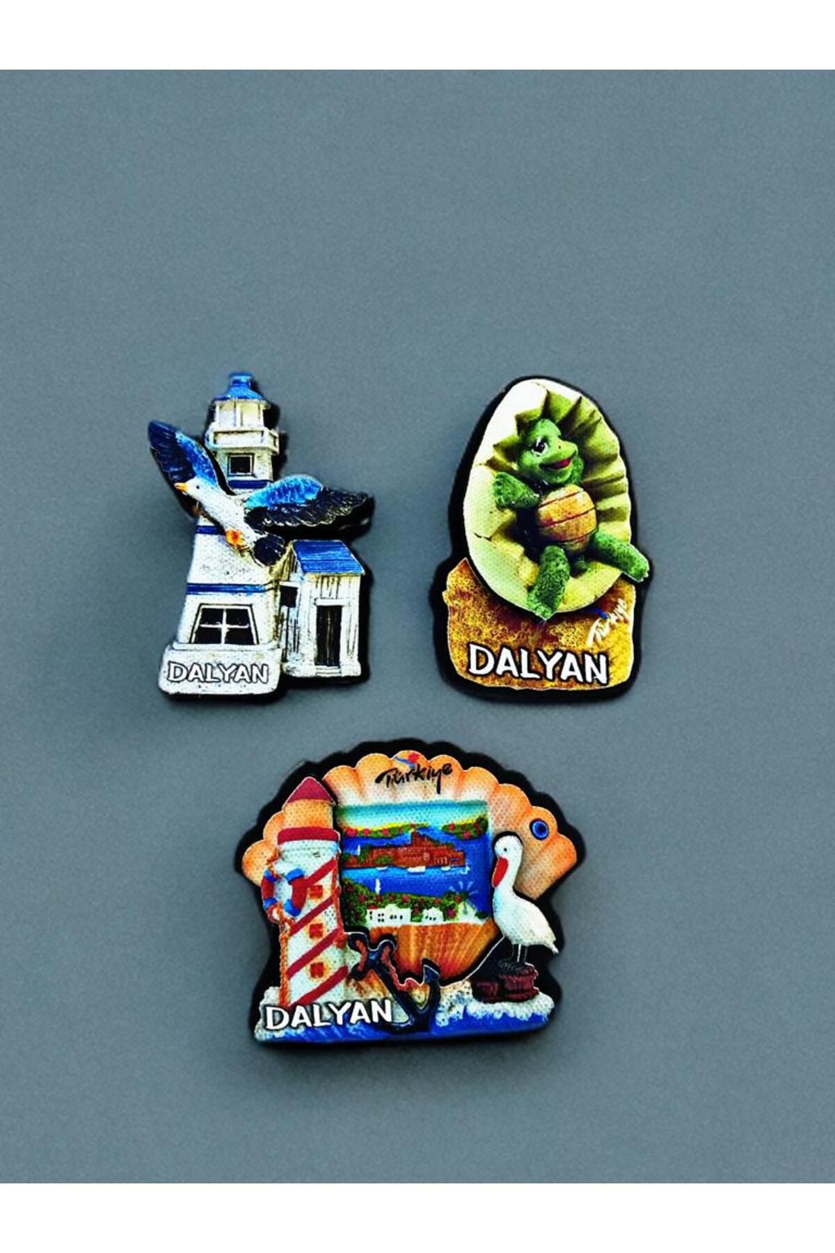 Home DALYAN Temalı 3 lü Set Ahşap 3 Boyutlu Magnet. Mat Renkler ve Eskitme.