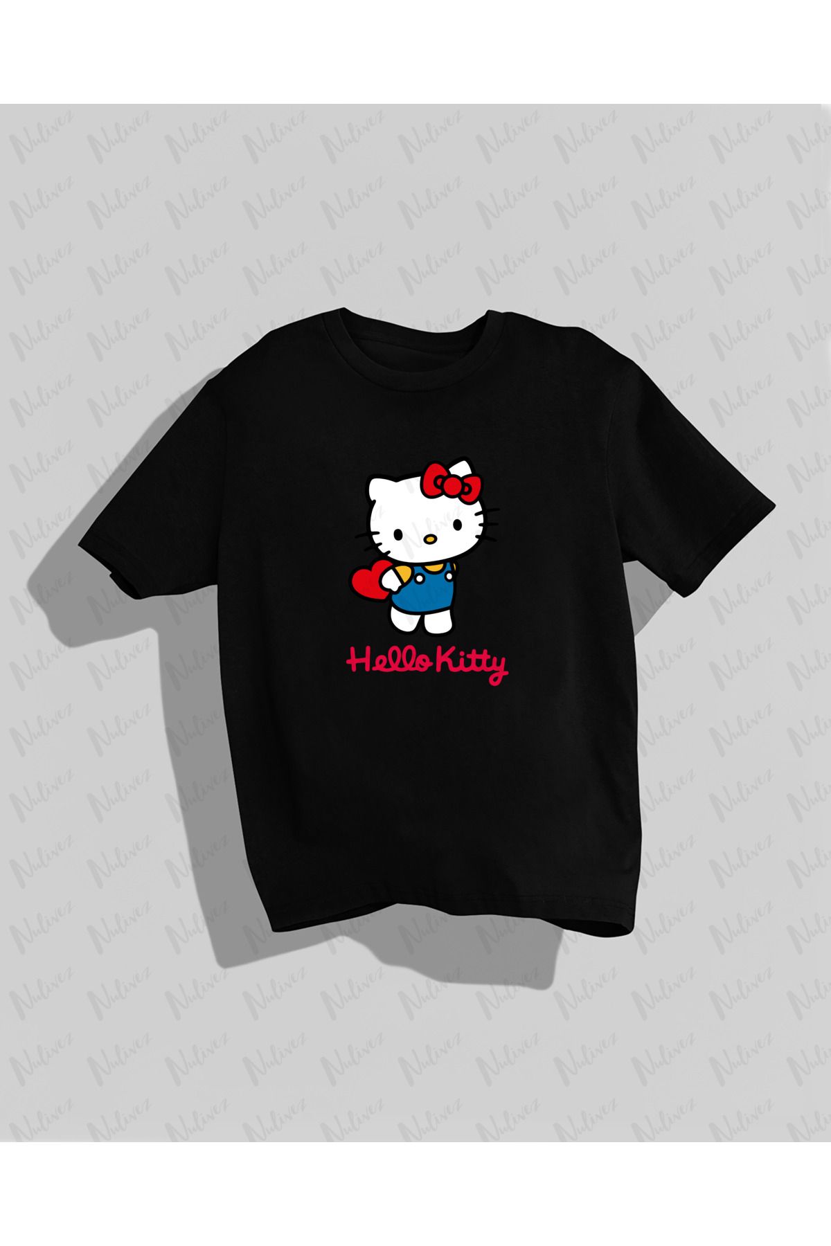Nulivez Hello Kitty Tasarımı Baskılı Yüksek Kalite Kompakt Unisex Oversize T-Shirt